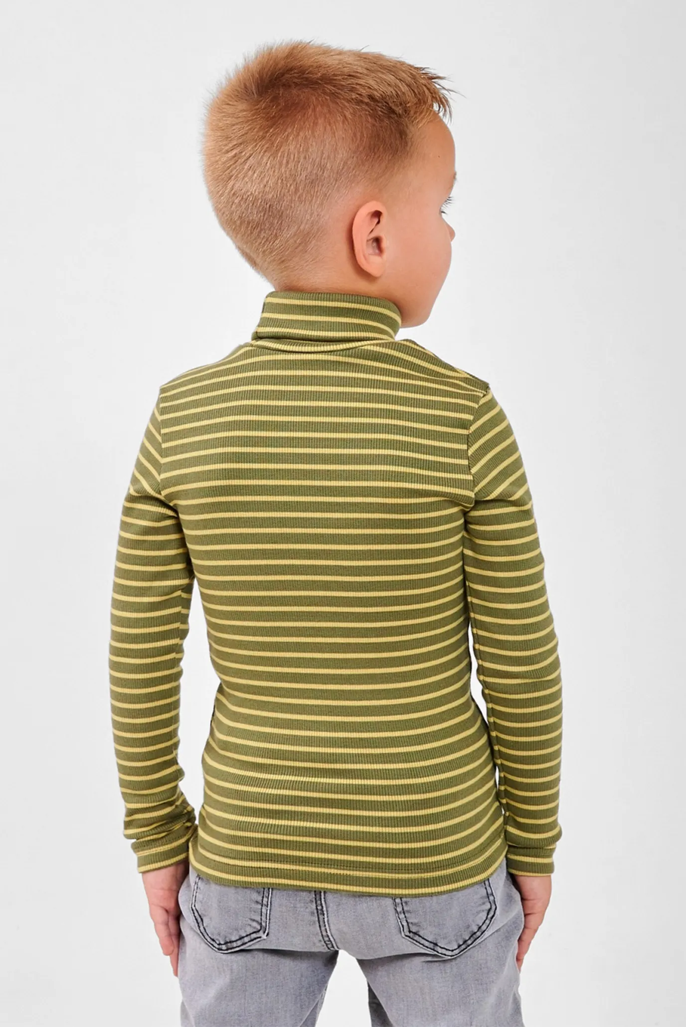 Дитячий оливковий гольф у смужку 2