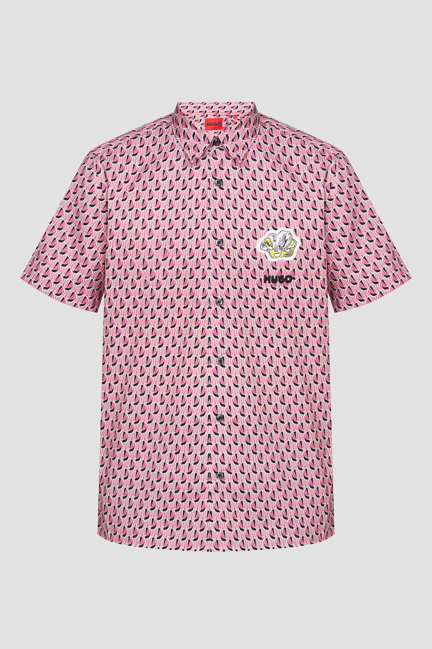 Мужская розовая рубашка с узором 1