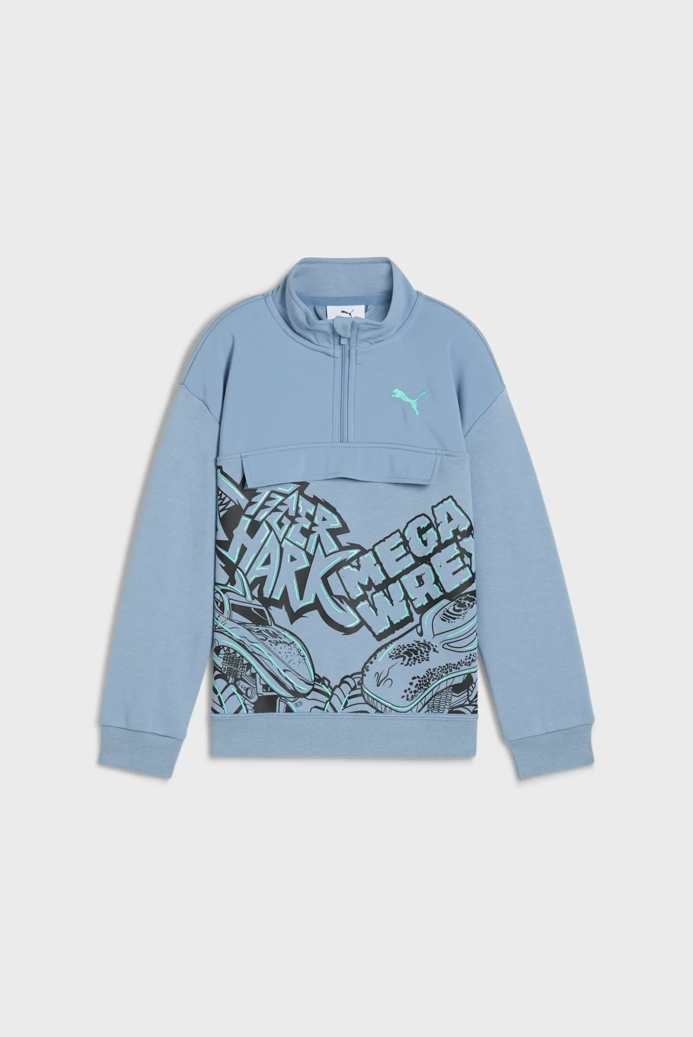 Дитяча блакитна спортивна кофта PUMA x HOT WHEELS™ MONSTER TRUCKS Half-Zip Crew Kids 4