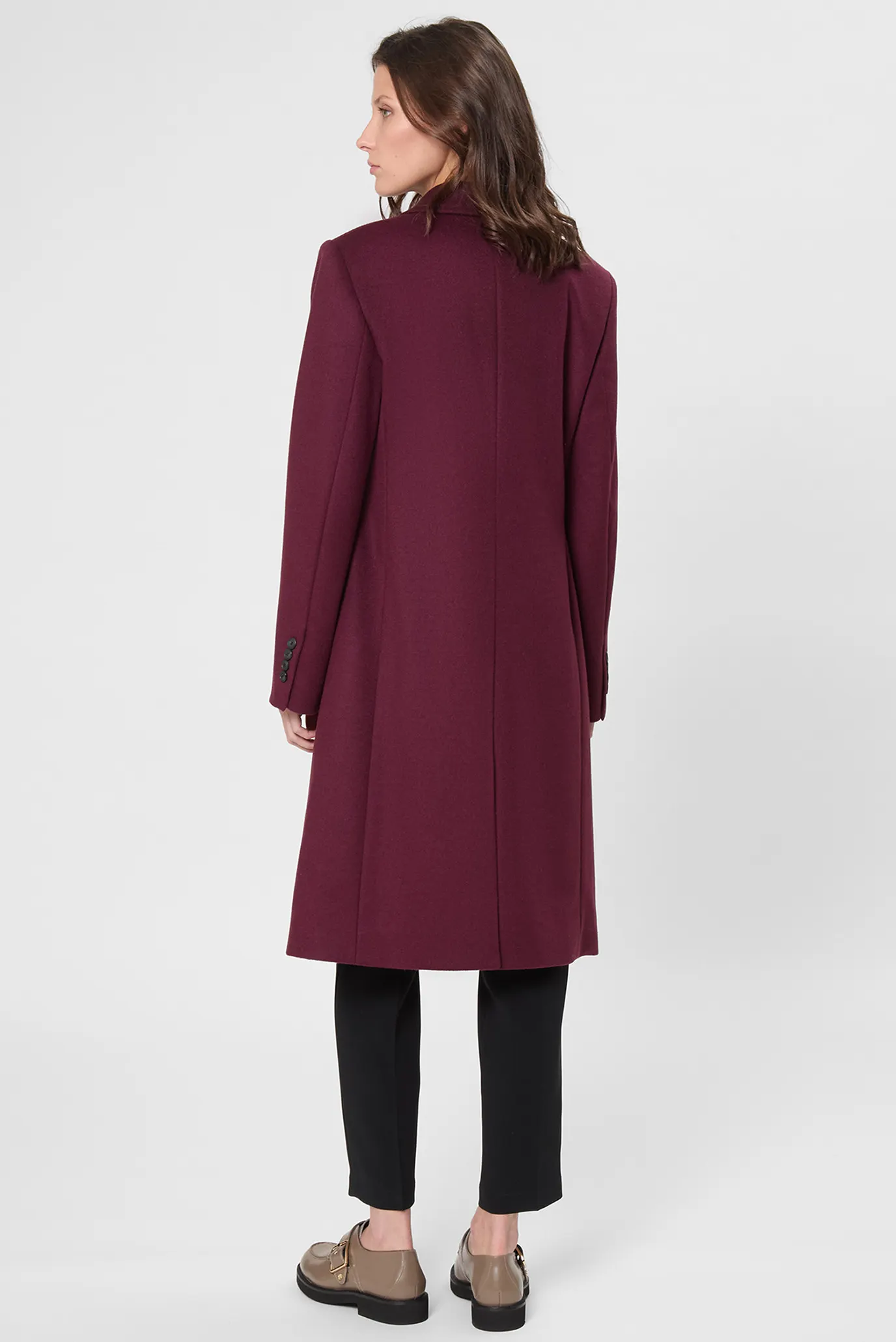 Жіноче бордове вовняне пальто 3