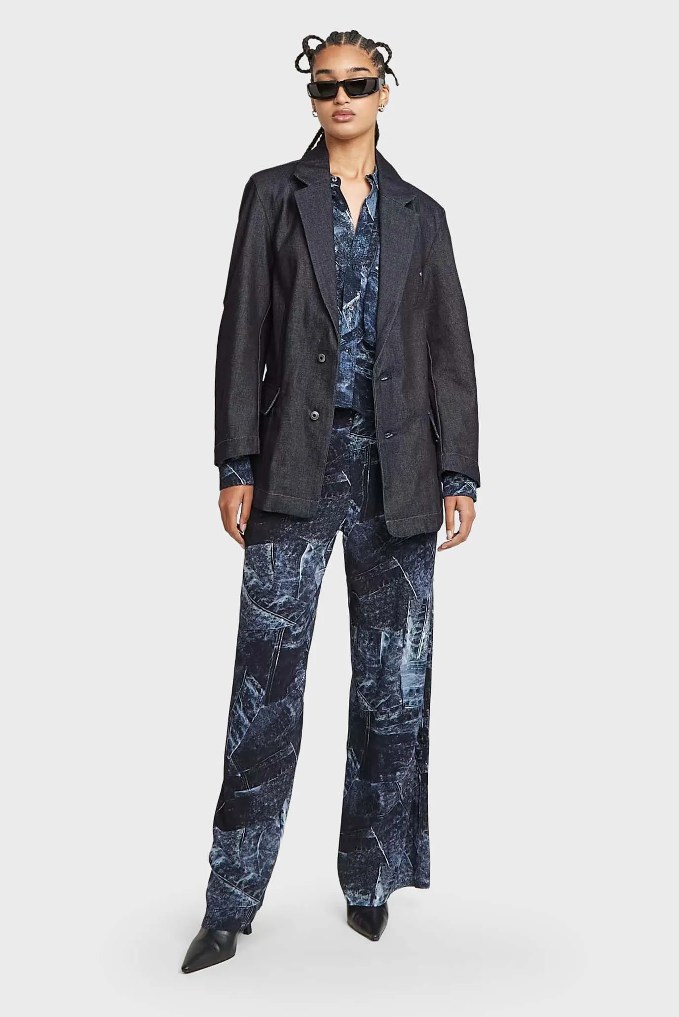 Женский темно-синий джинсовый жакет Oversized 2