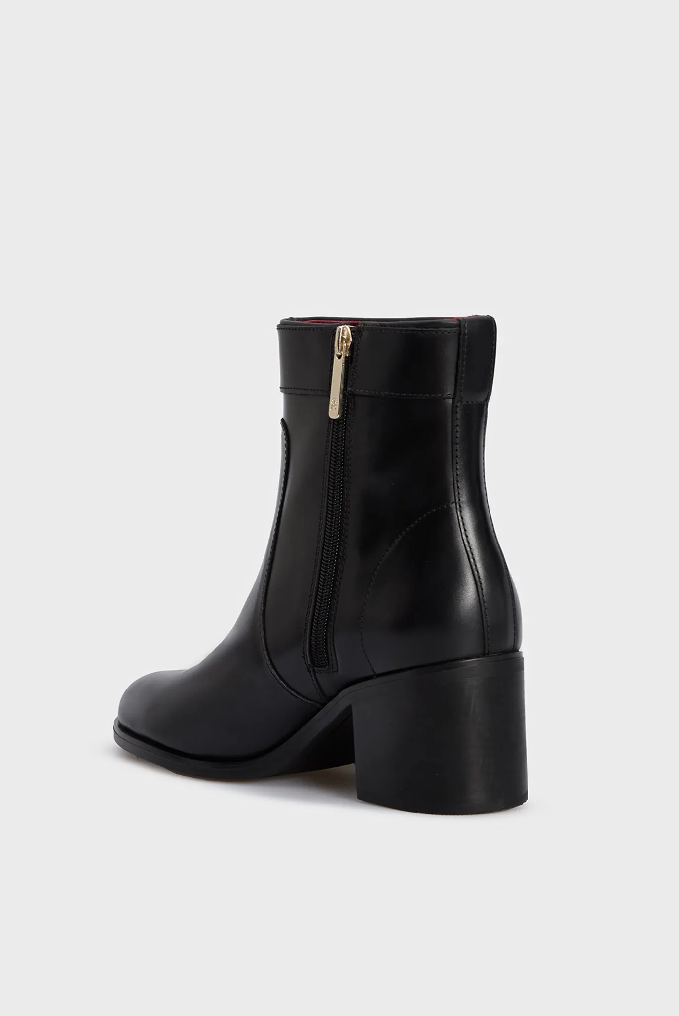 Женские черные кожаные ботильоны TH LEATHER DRESSY MID HEEL BOOT 5