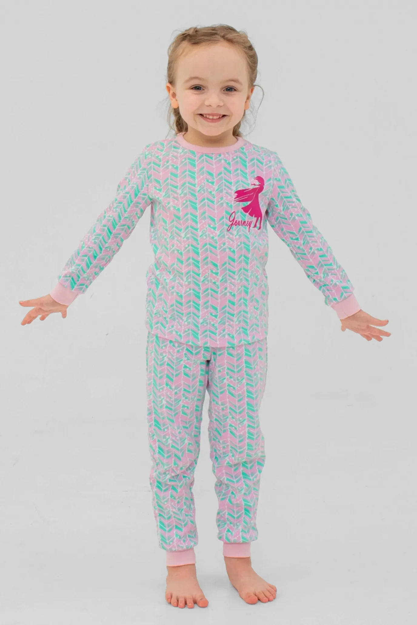 Детская пижама с узором (лонгслив, брюки) 3