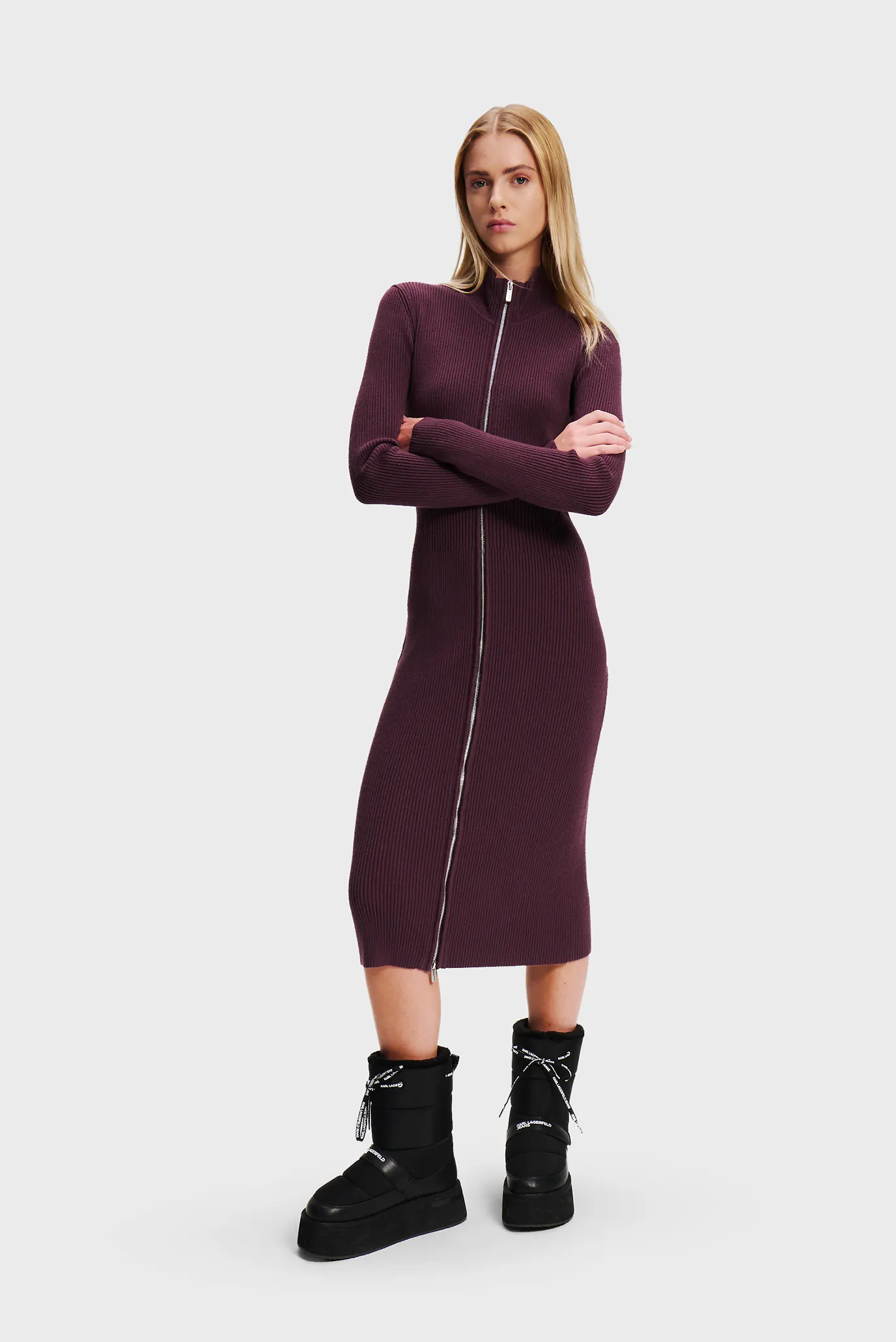 Женское фиолетовое платье knitted zip 1