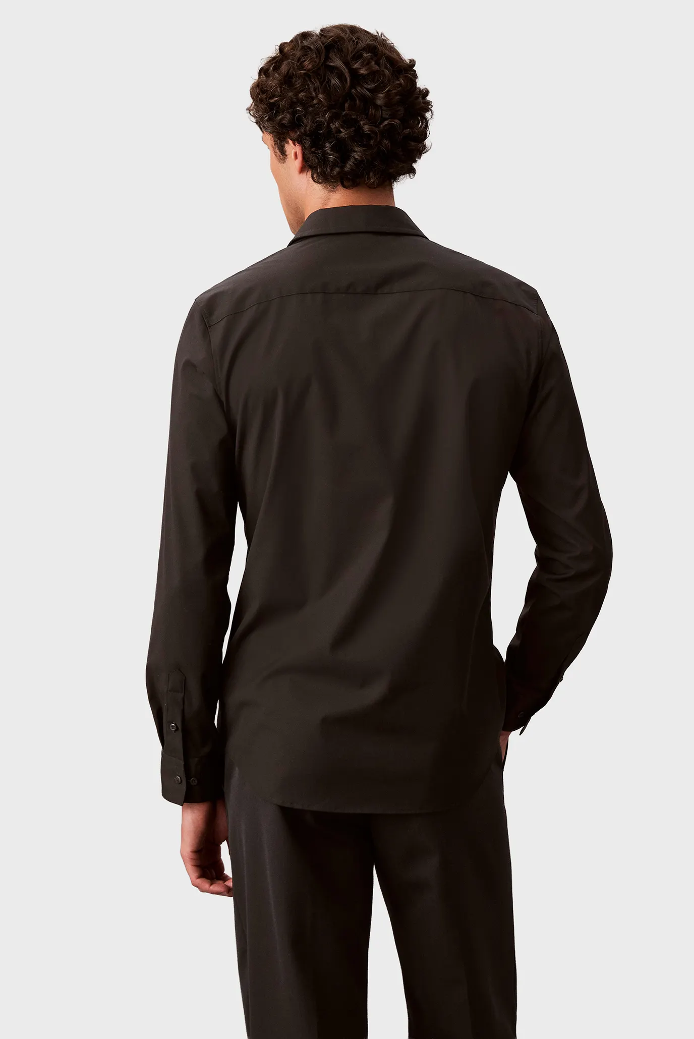 Мужская черная рубашка LS SOLID SUPIMA STRETCH 3