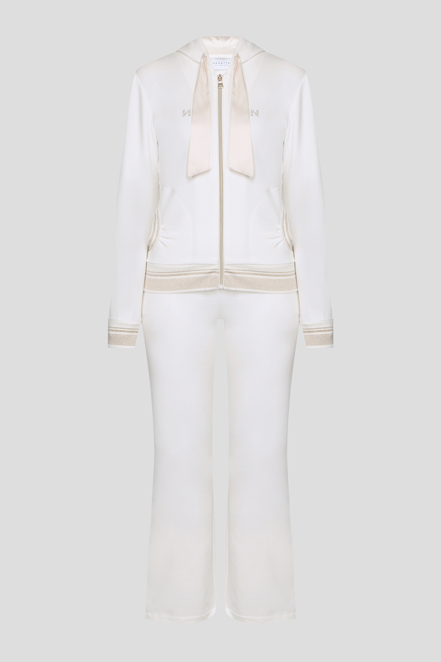 Жіночий білий спортивний костюм (худі, штани) 1