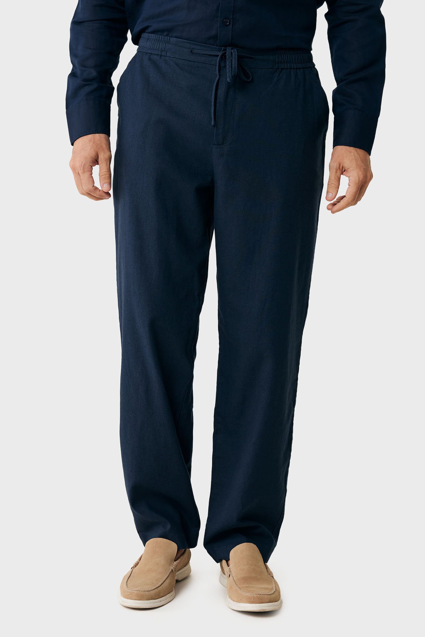 Мужские темно-синие льняные брюки ETHAN 1