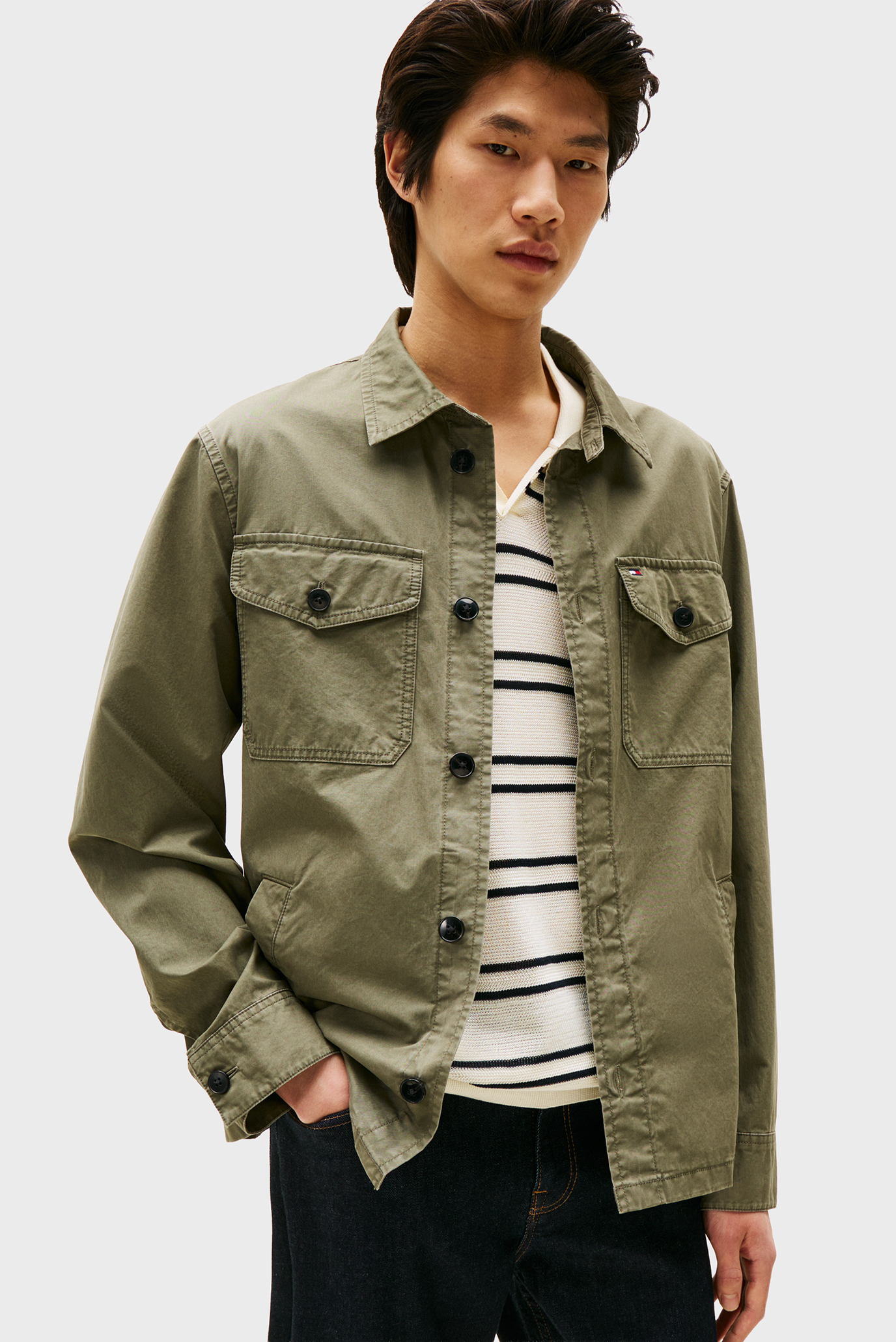 Мужская оливковая куртка TWILL SHIRT Оливковый M Tommy Hilfiger MW0MW39634 Мужская оливковая куртка TWILL SHIRT Оливковый M Tommy Hilfiger MW0MW39634