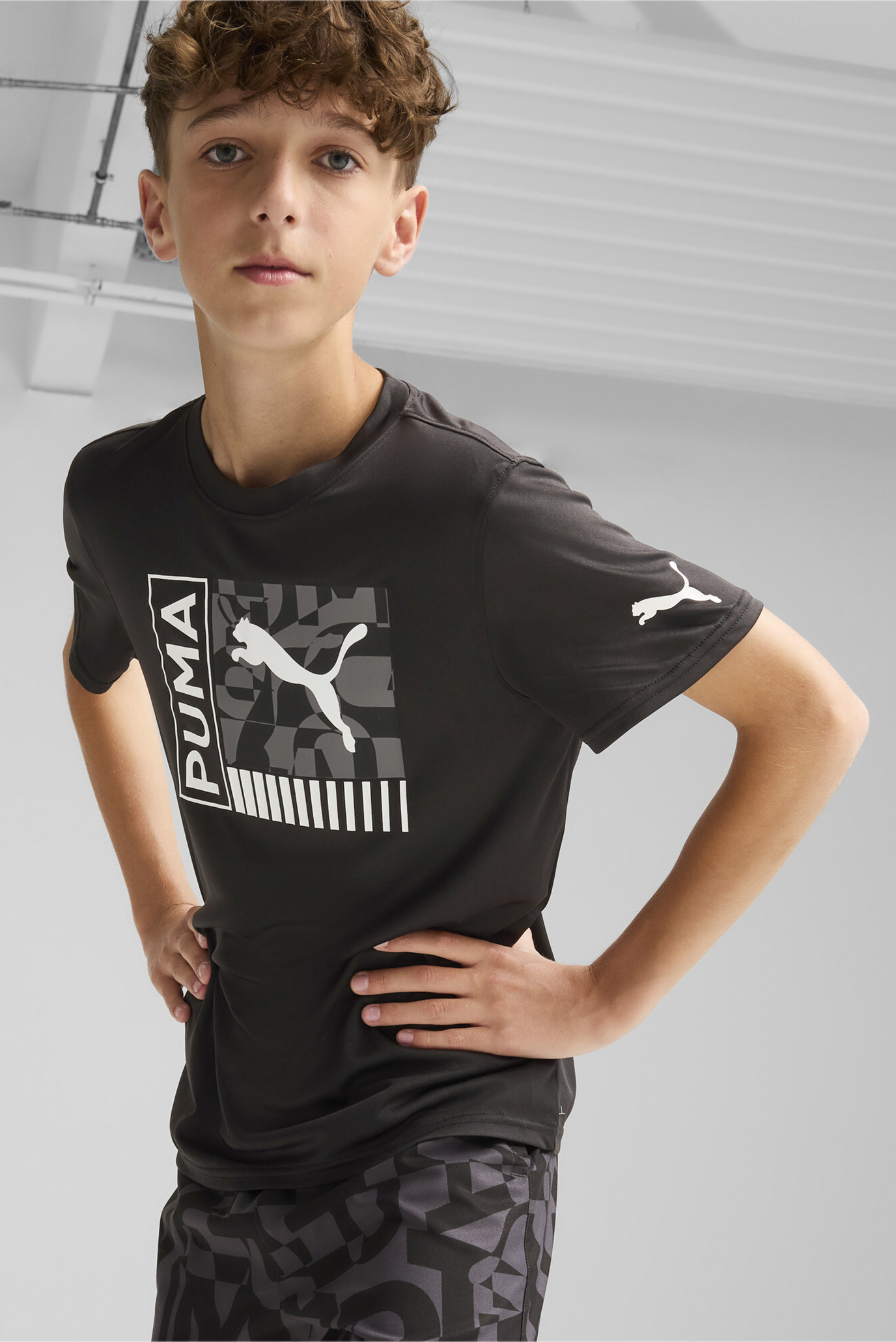 Детская черная футболка PUMA FIT Tee Youth 1