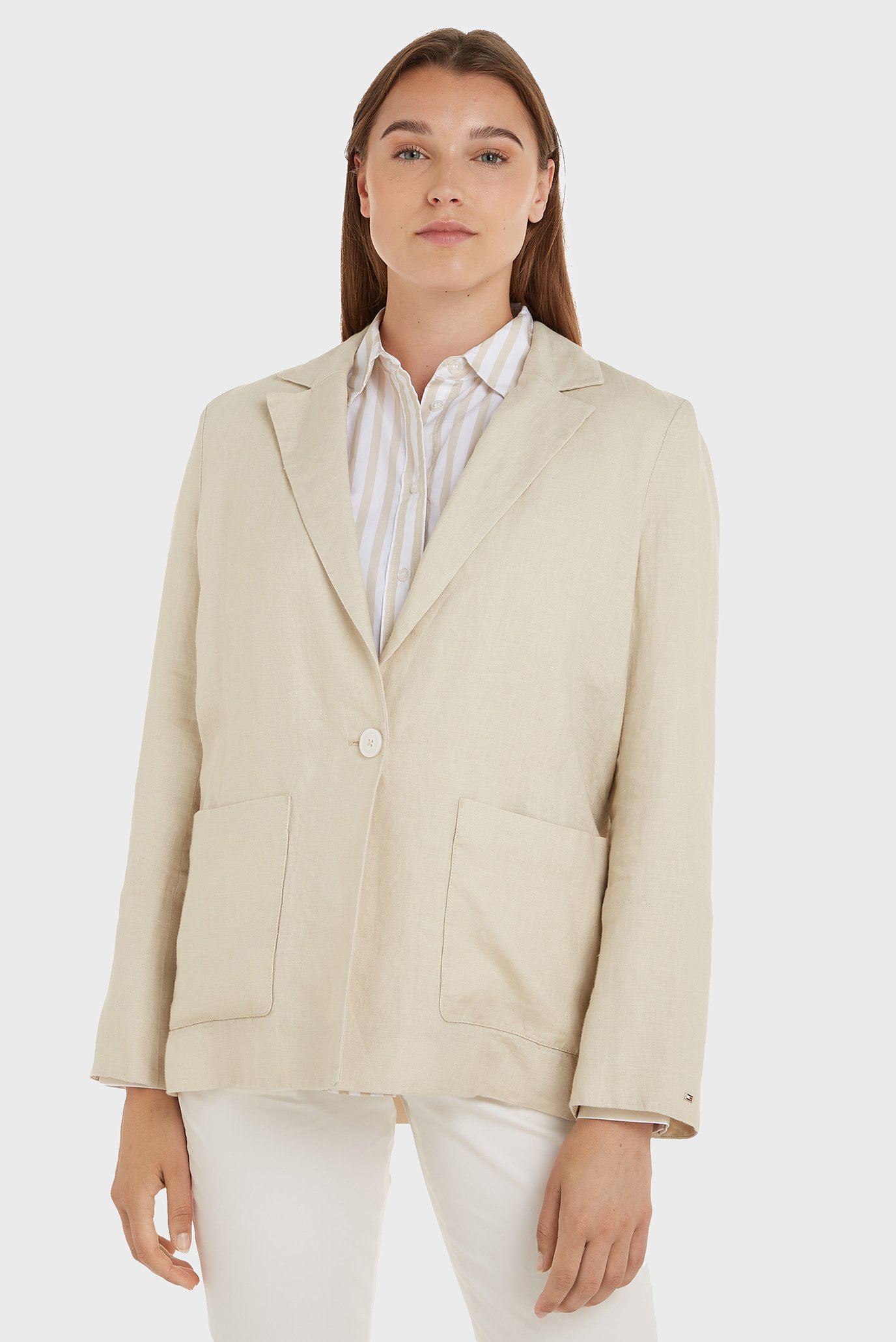 Женский белый льняной блейзер CASUAL Белый 32 Tommy Hilfiger WW0WW37774 Женский белый льняной блейзер CASUAL Белый 32 Tommy Hilfiger WW0WW37774