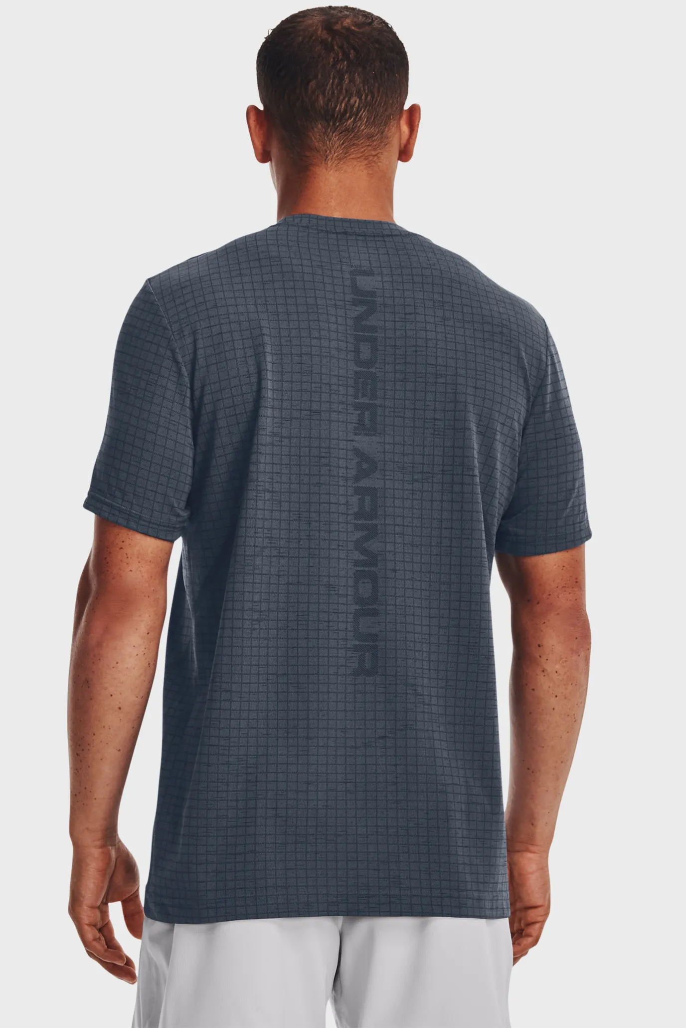 Чоловіча сіра картата футболка UA Seamless Grid SS 3