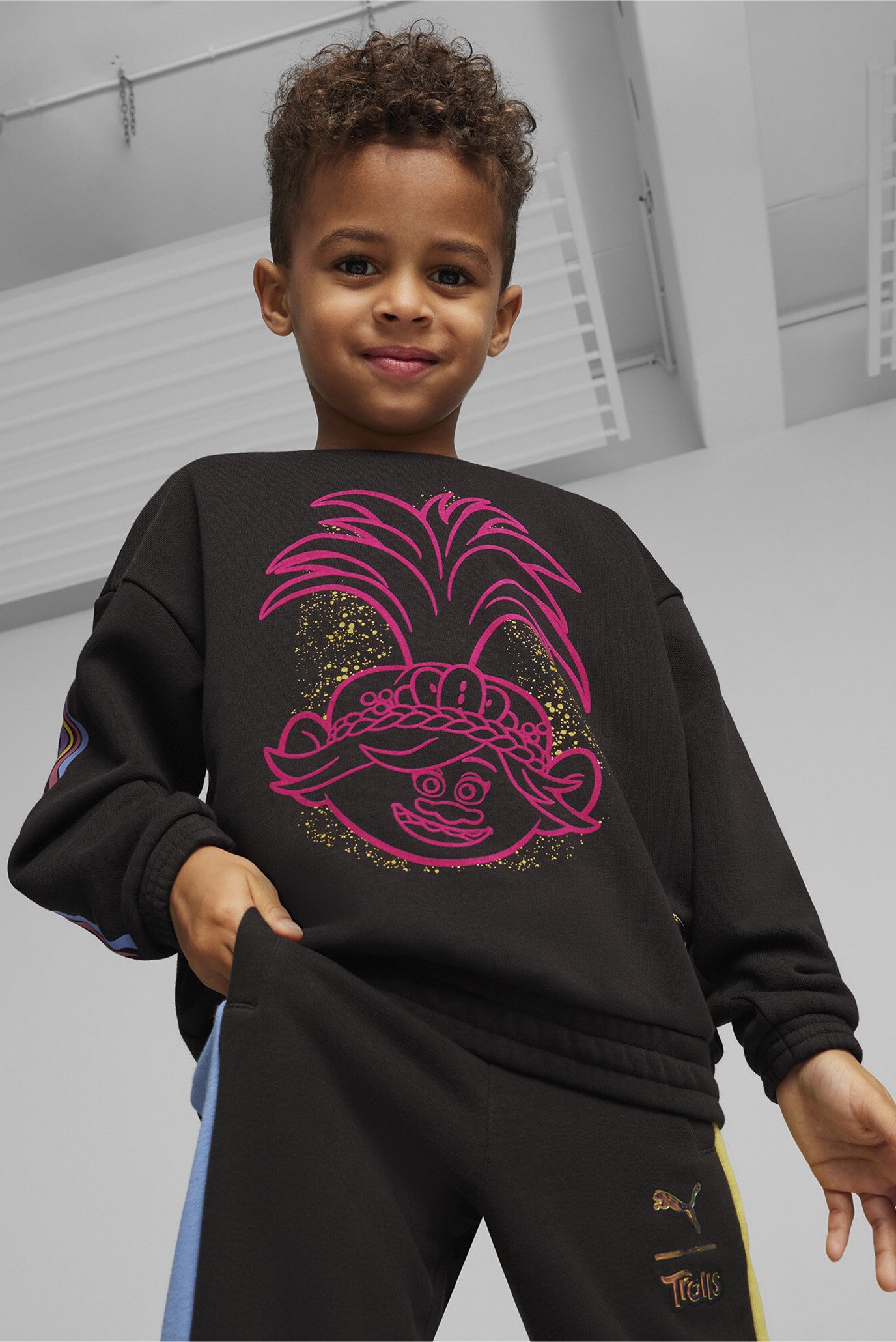 Детский черный свитшот PUMA x TROLLS Kids' Sweatshirt 1