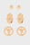 Женские золотистые серьги (3 пары) PEACE HAND STUD