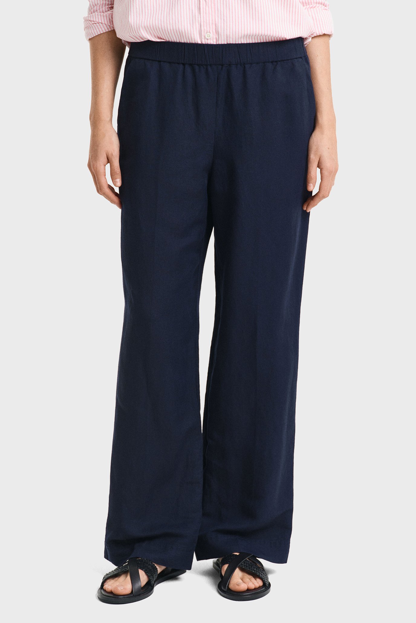 Женские темно-синие льняные брюки REL LINEN BLEND PULL ON PANTS Синий 32 Gant 4150348 Женские темно-синие льняные брюки REL LINEN BLEND PULL ON PANTS Синий 32 Gant 4150348