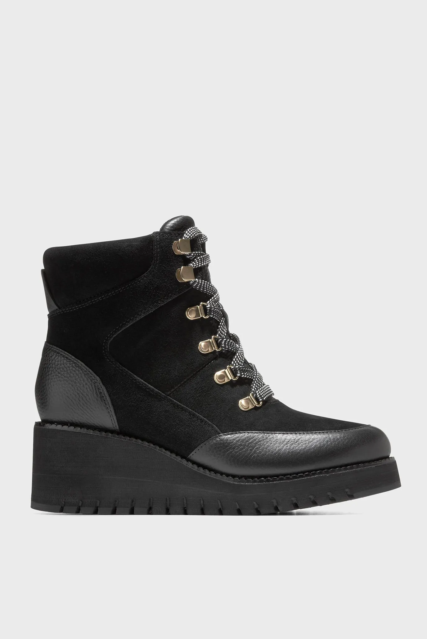 Женские черные замшевые ботильоны ZERØGRAND City Wedge Waterproof 1