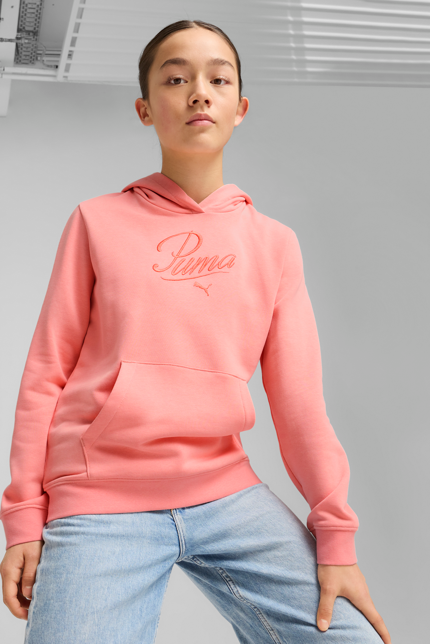 Детское розовое худи Essentials Script Hoodie Youth 1