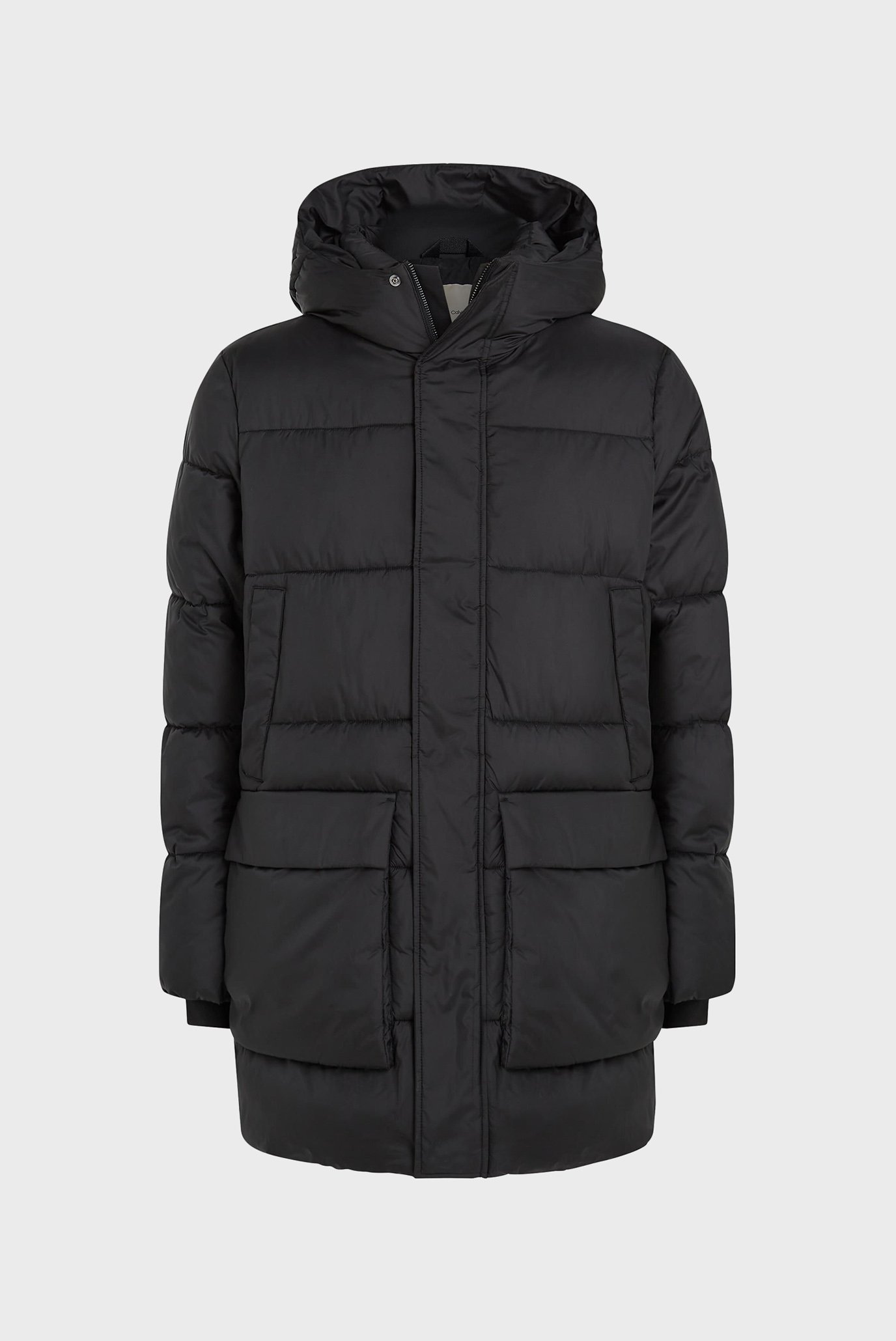 Мужская черная парка LONG HOODED QUILT PUFFER MW 1