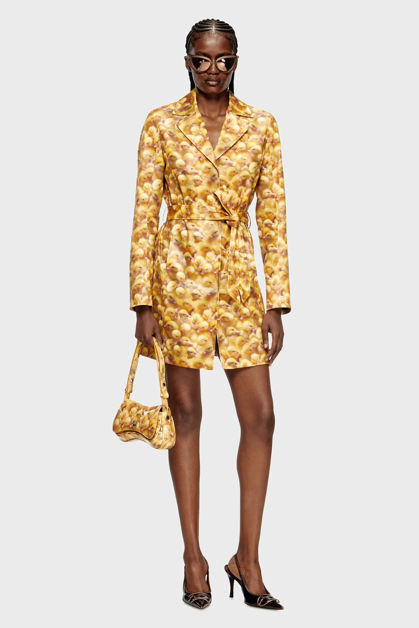 Женский желтый тренч с узором G-OJI GIACCA 4