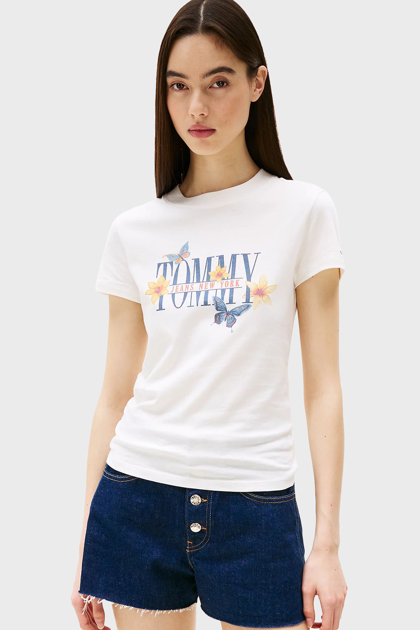 Женская белая футболка TJW SLIM TJ BUTTERFLY Белый XS Tommy Jeans DW0DW21340 Женская белая футболка TJW SLIM TJ BUTTERFLY Белый XS Tommy Jeans DW0DW21340
