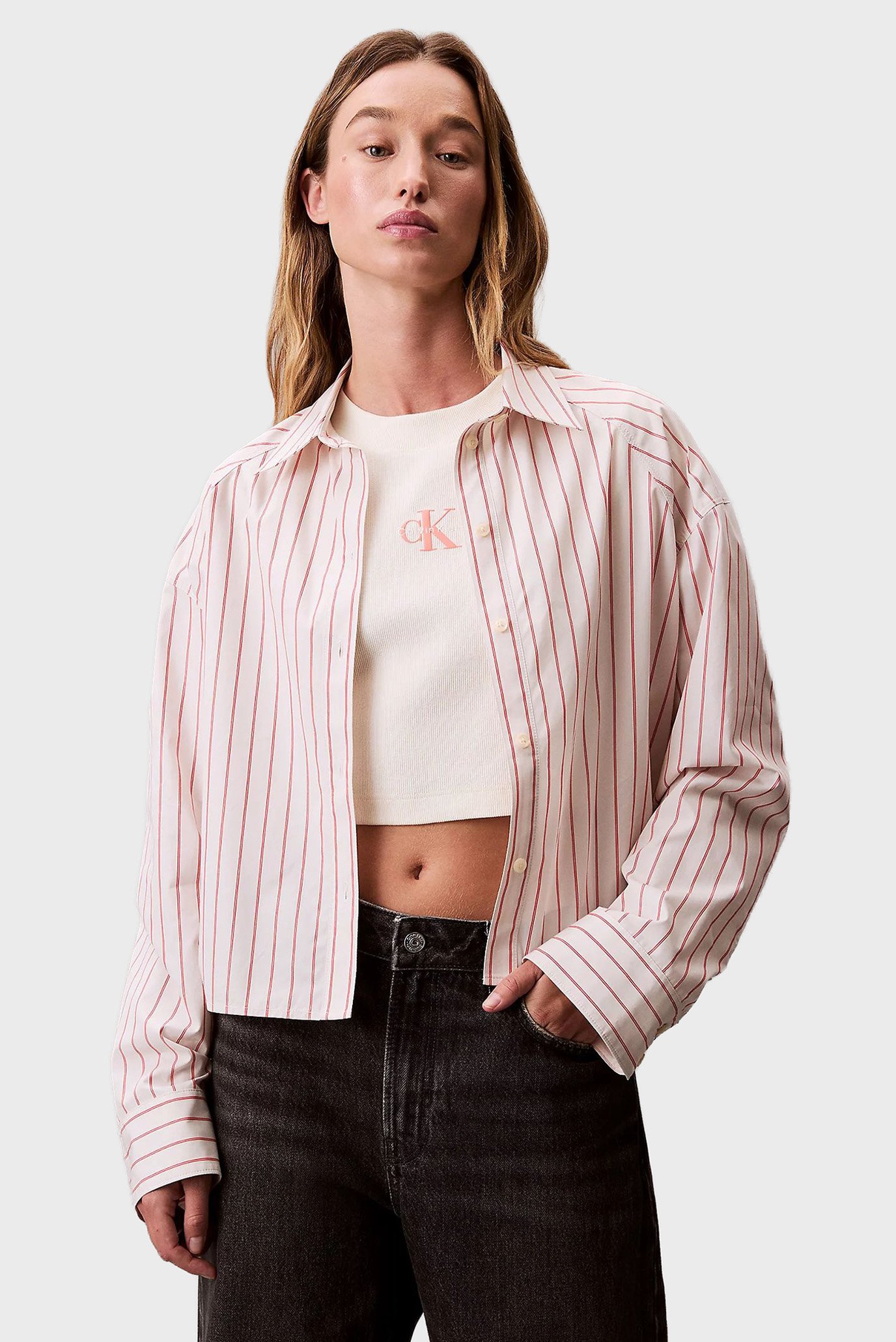 Женская белая рубашка в полоску STRIPE Белый L Calvin Klein Jeans LV047C118G Женская белая рубашка в полоску STRIPE Белый L Calvin Klein Jeans LV047C118G