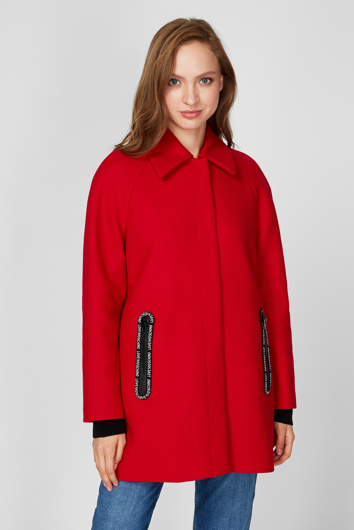 Женское красное шерстяное пальто 1