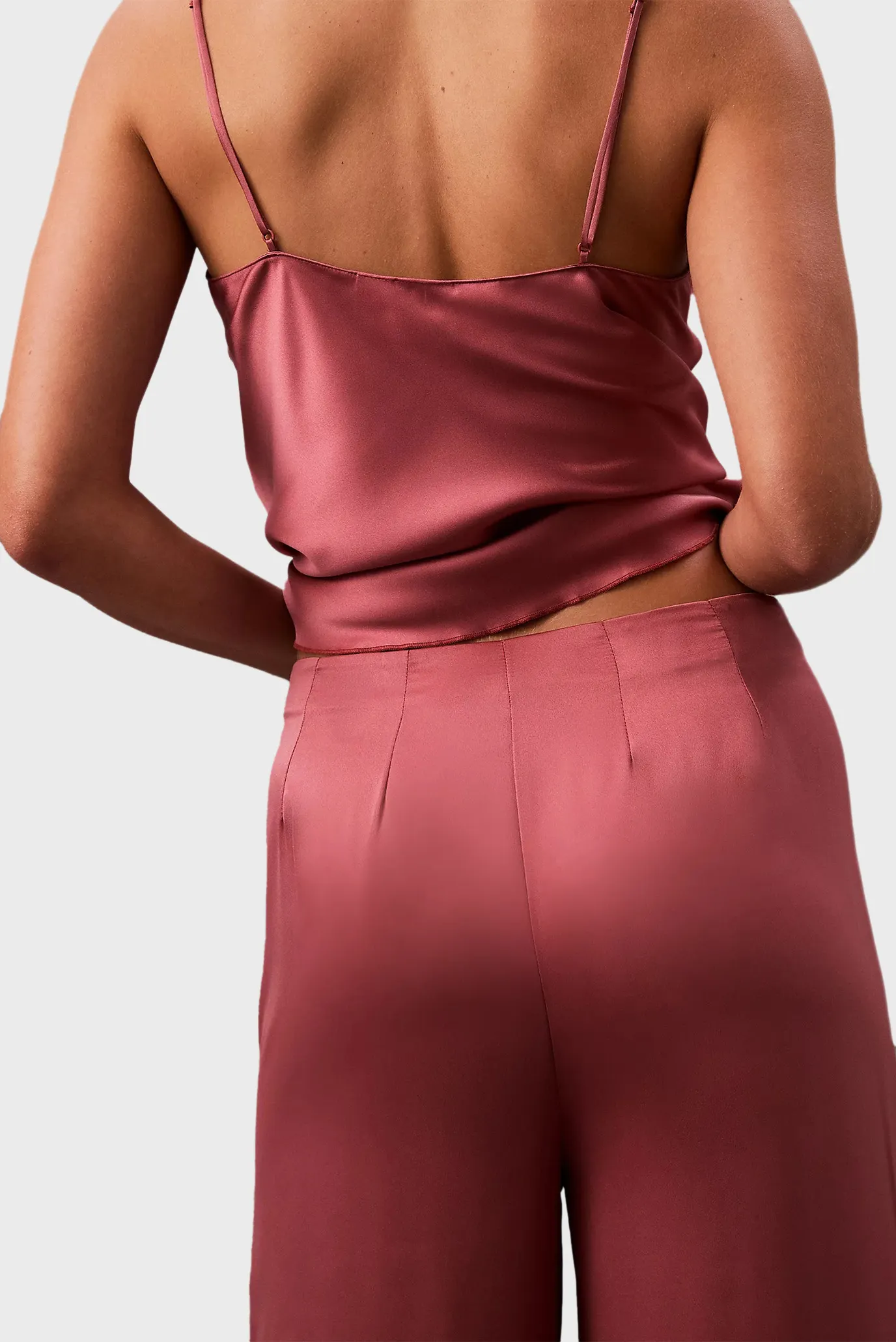 Женские коралловые брюки SENSUAL SATIN WIDE LEG PANT 4