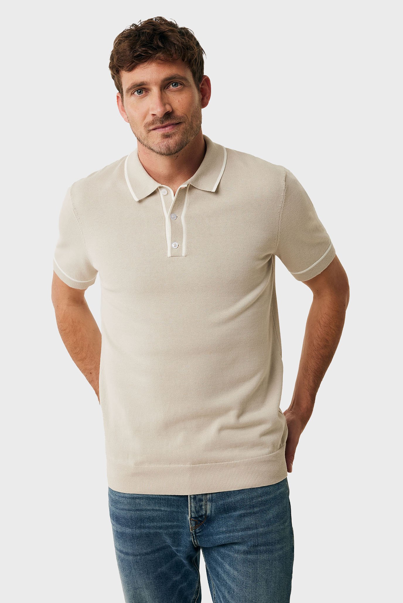 Мужское бежевое поло Knitted polo with tippings Бежевый XXL Mexx MF006602251M Мужское бежевое поло Knitted polo with tippings Бежевый XXL Mexx MF006602251M