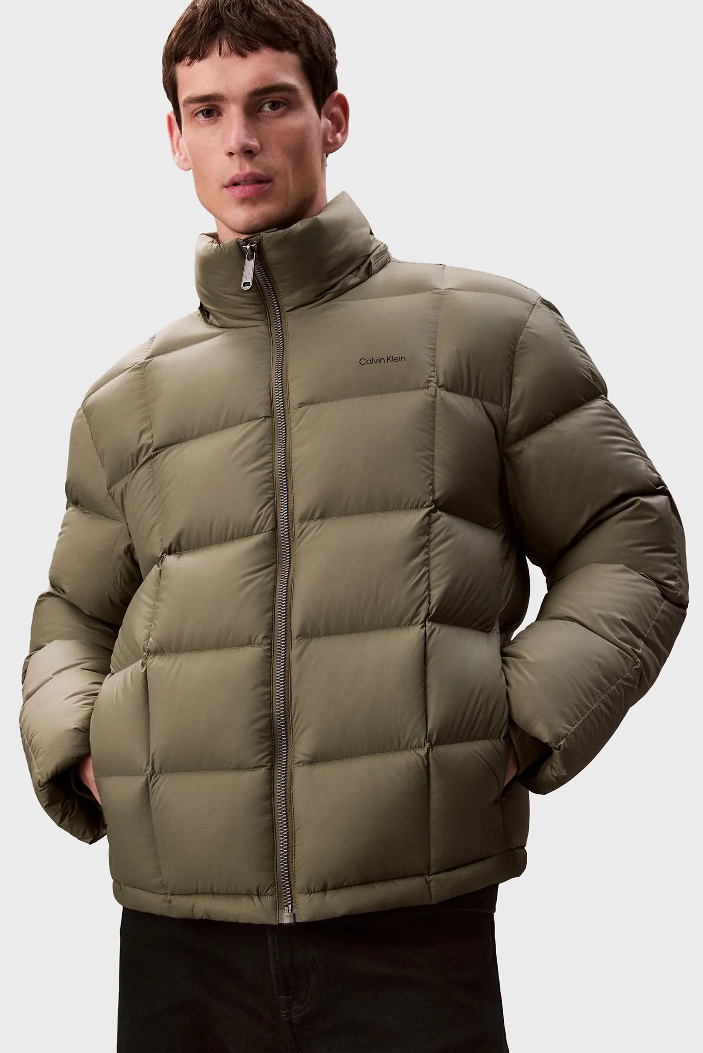 Чоловічий оливковий пуховик QUILTED DETACHABLE 3