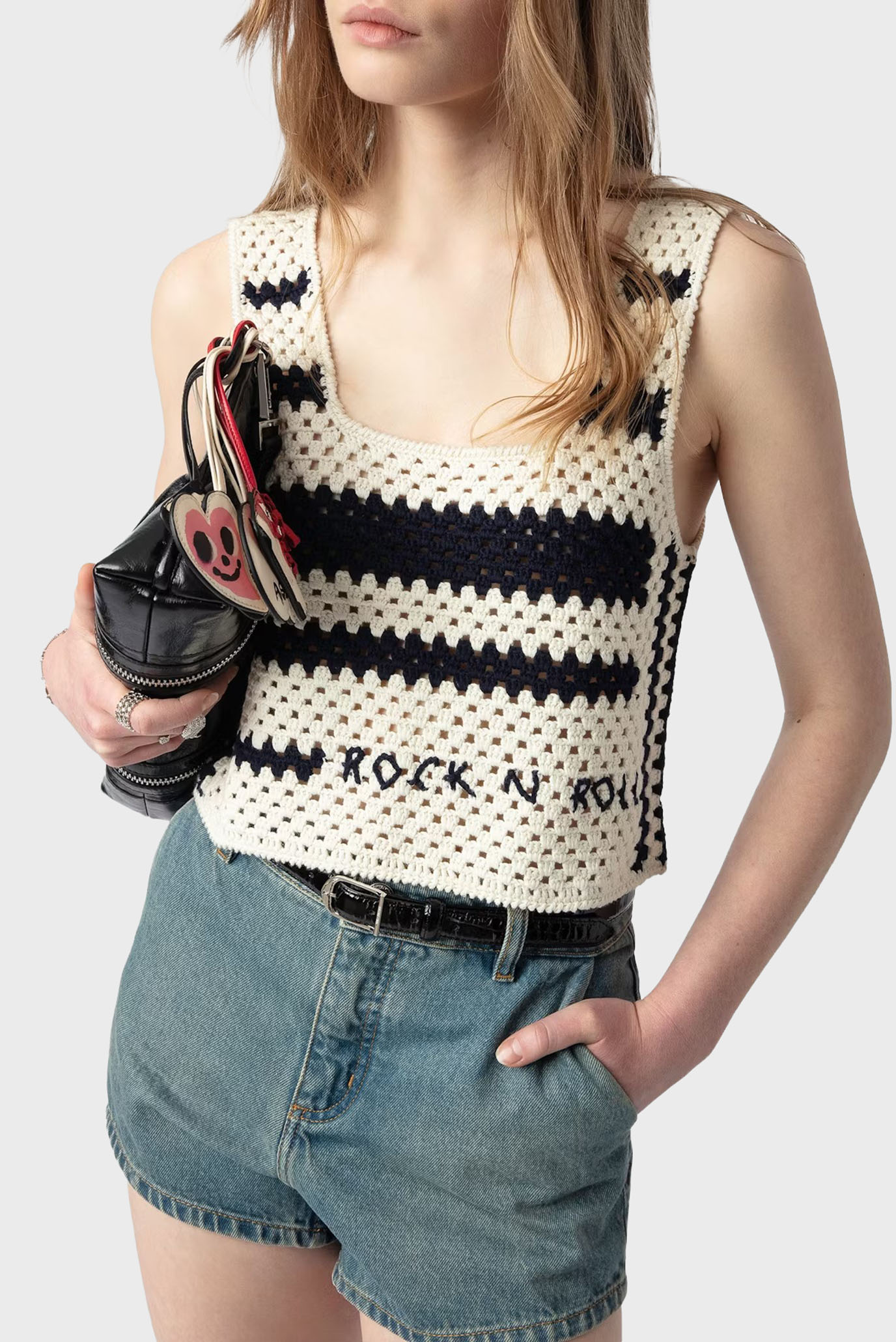 Женский белый топ в полоску Dillie Белый ML ZADIG&VOLTAIRE KWTO01119_ECRU Женский белый топ в полоску Dillie Белый ML ZADIG&VOLTAIRE KWTO01119_ECRU
