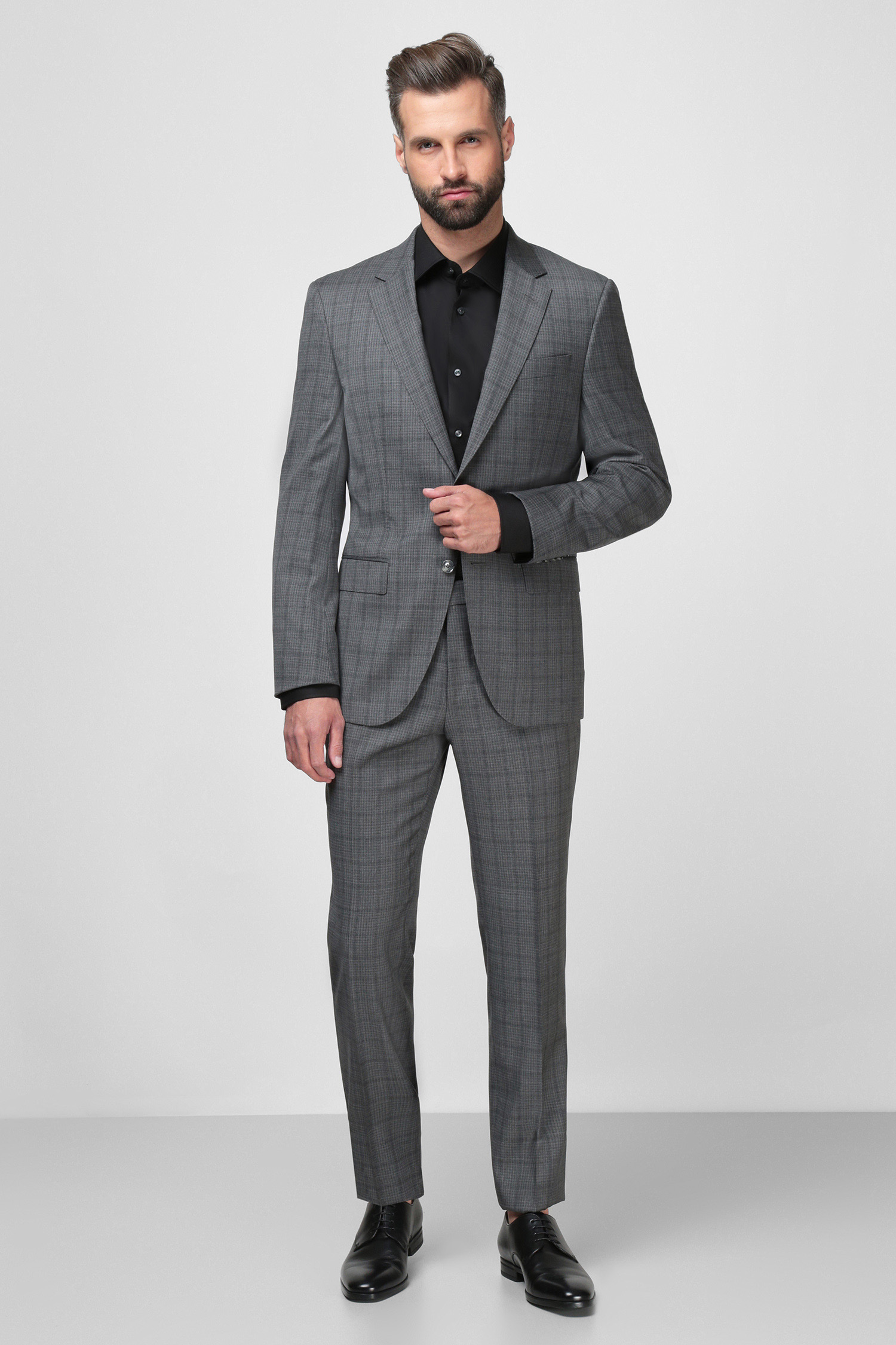 Чоловічий сірий вовняний костюм (піджак, брюки) 1