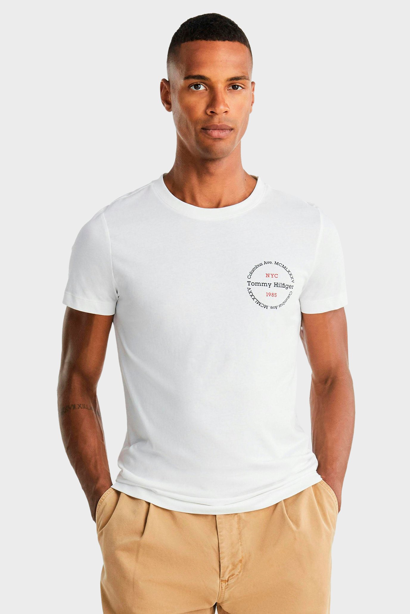 Мужская белая футболка HILFIGER ROUNDLE TEE 1