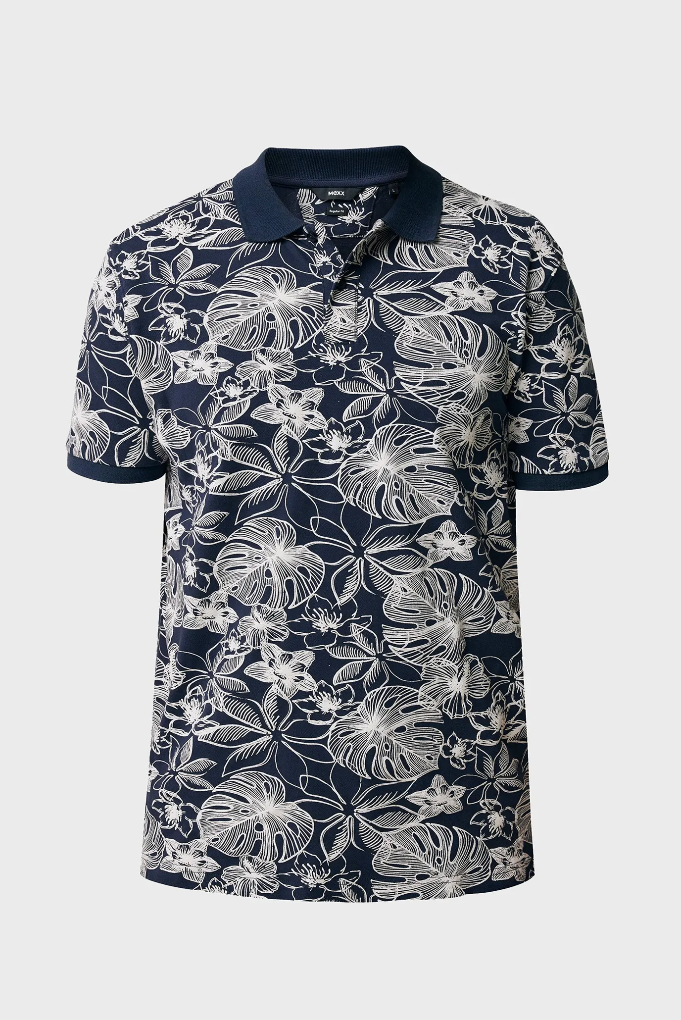 Чоловіче темно-синє поло з візерунком 5