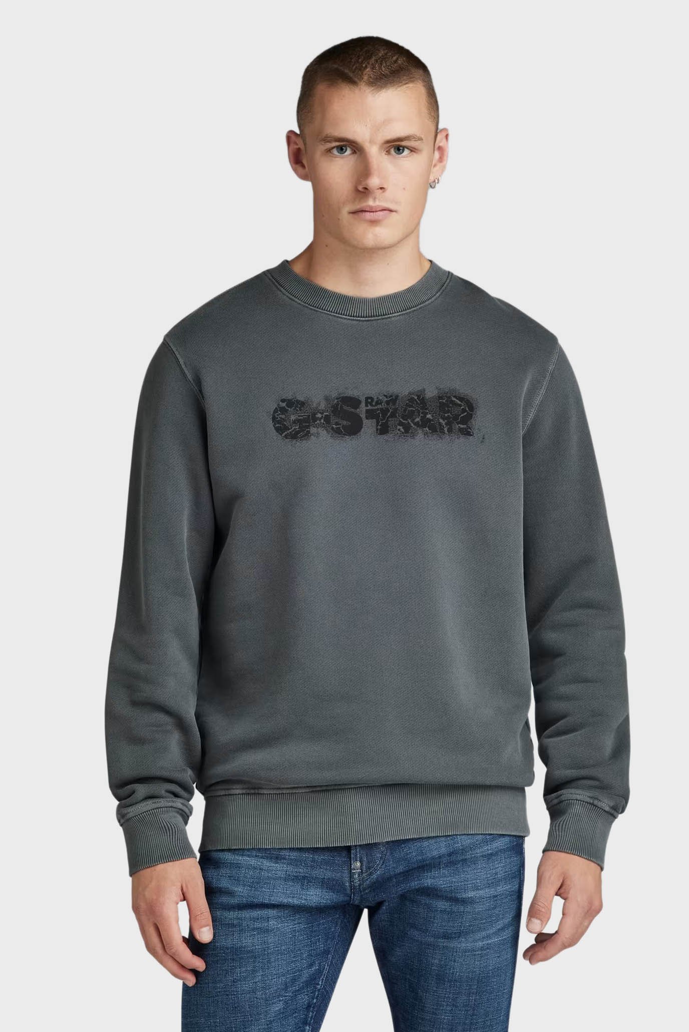 Чоловічий сірий світшот Distressed logo 1