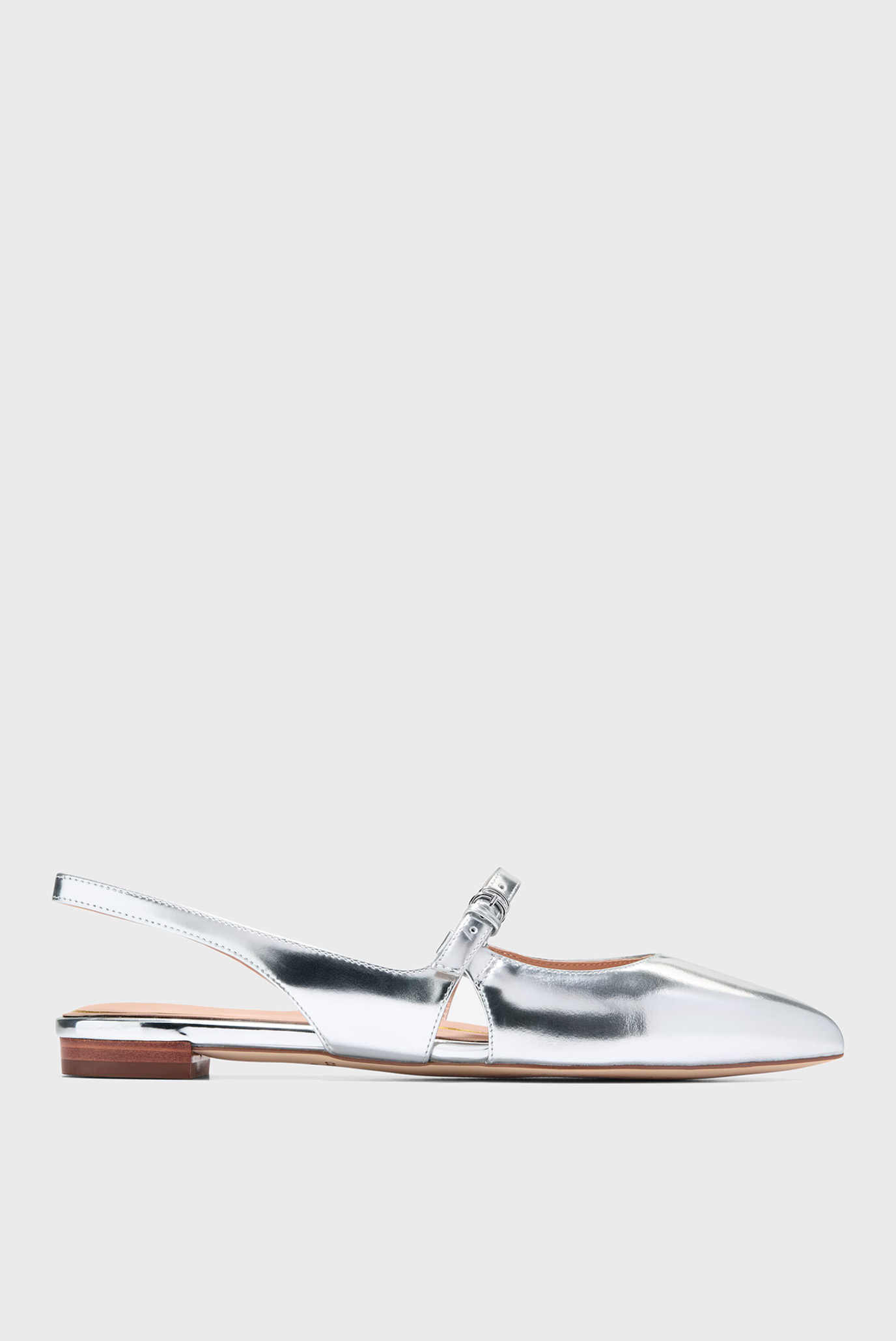 Жіночі сріблясті шкіряні слінгбеки Anya Slingback Flat 1