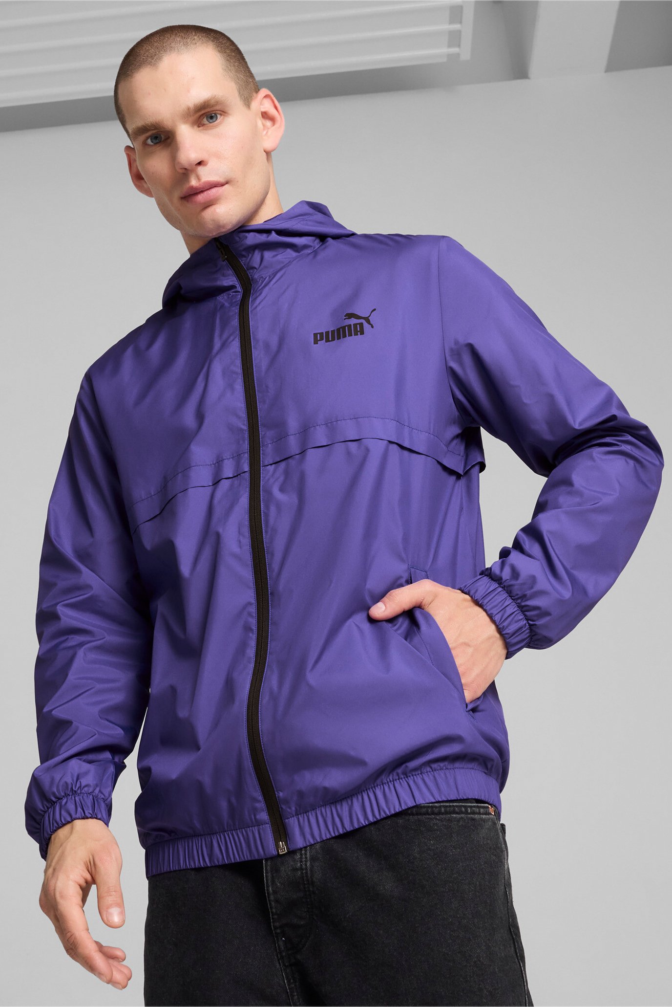 Чоловіча фіолетова вітровка Essentials Solid Windbreaker Jacket Men 1