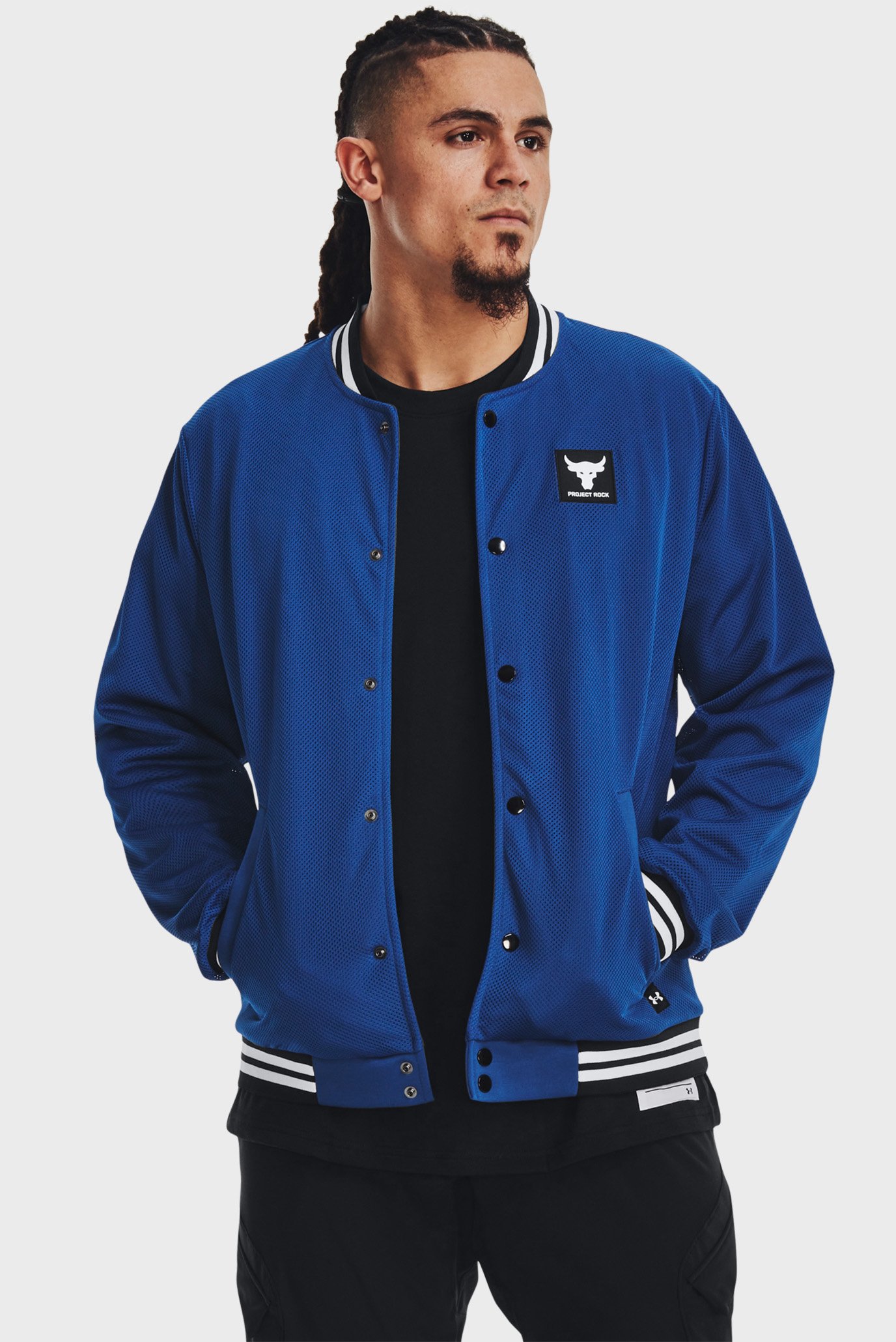 Мужской синий бомбер Pjt Rock Mesh Varsity Jacket 1