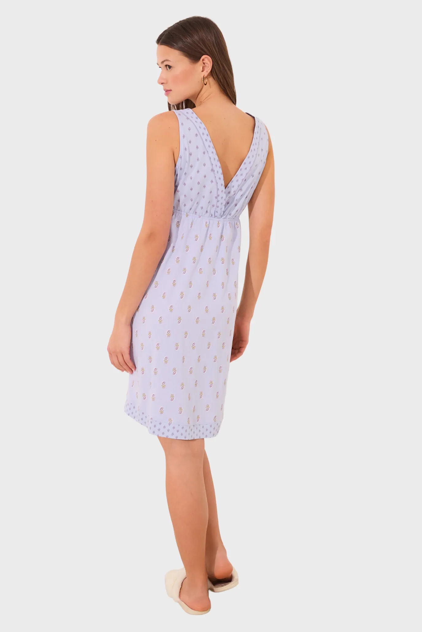 Женская голубая ночная рубашка с узором 3