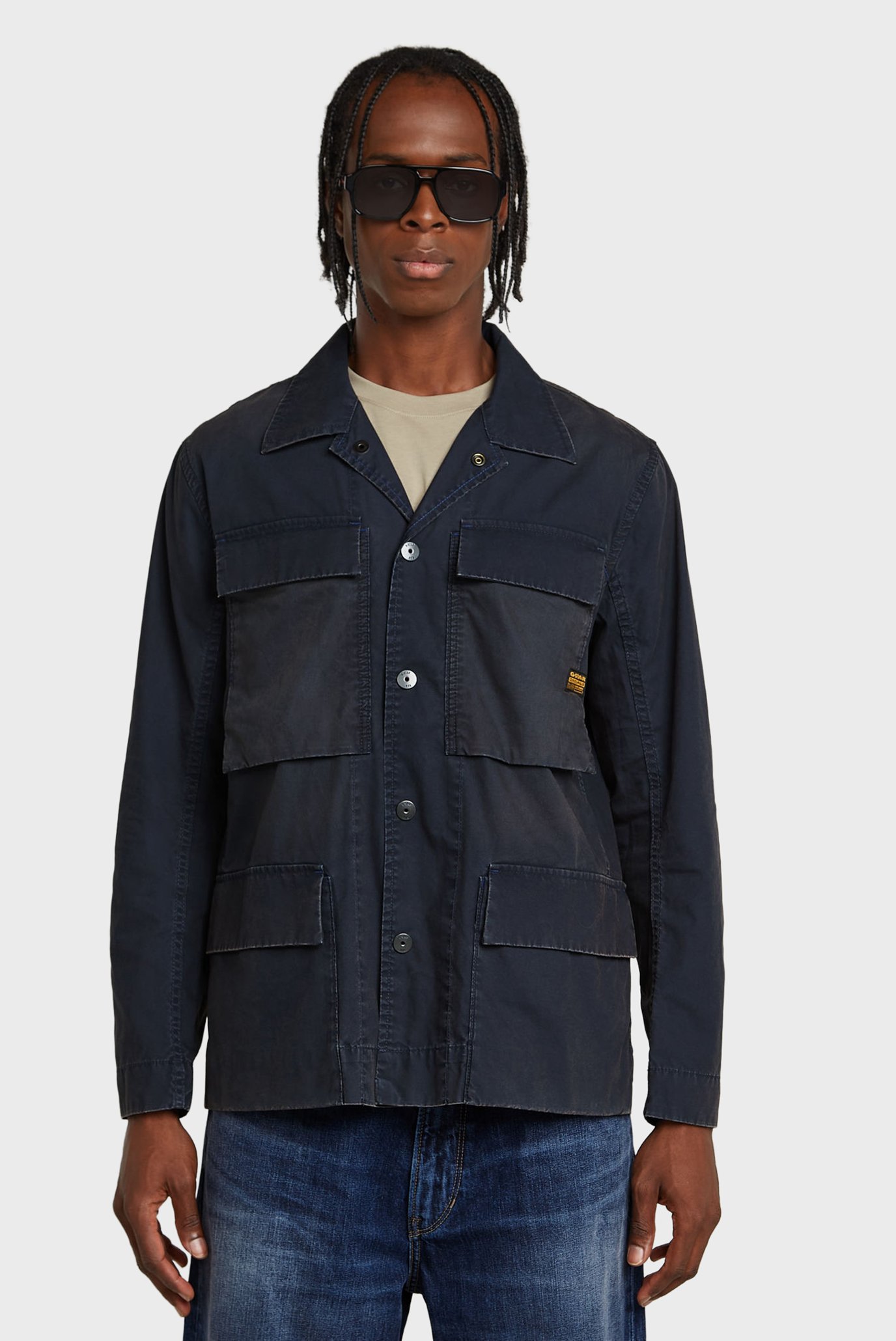 Мужская темно-синяя джинсовая рубашка overshirt Синий S G-Star RAW D26429,D387 Мужская темно-синяя джинсовая рубашка overshirt Синий S G-Star RAW D26429,D387