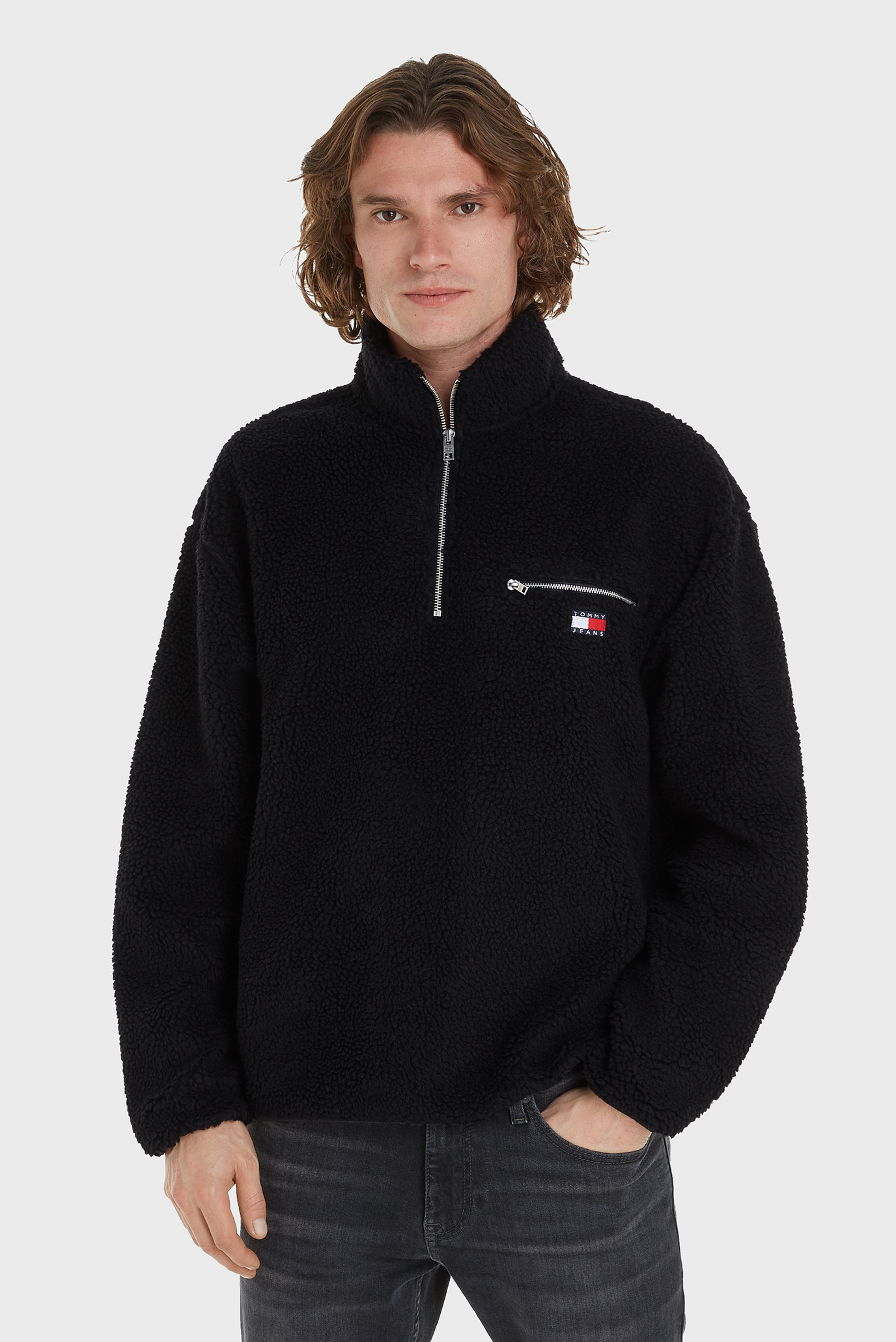 Мужская черная кофта TJM RLX TEDDY BADGE 1/4 ZIP EXT Черный S Tommy Jeans DM0DM19242 Мужская черная кофта TJM RLX TEDDY BADGE 1/4 ZIP EXT Черный S Tommy Jeans DM0DM19242