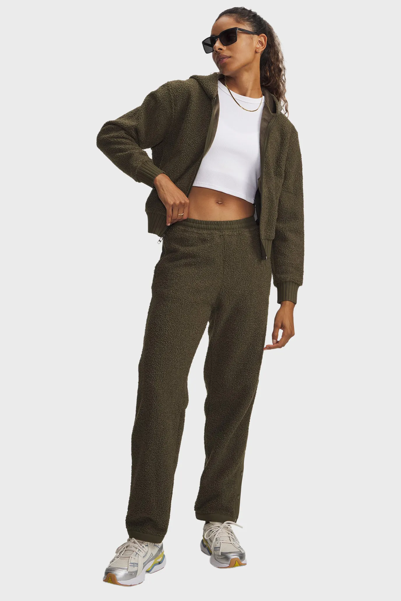 Жіноче зелене худі UA High Pile Fleece Jkt 2