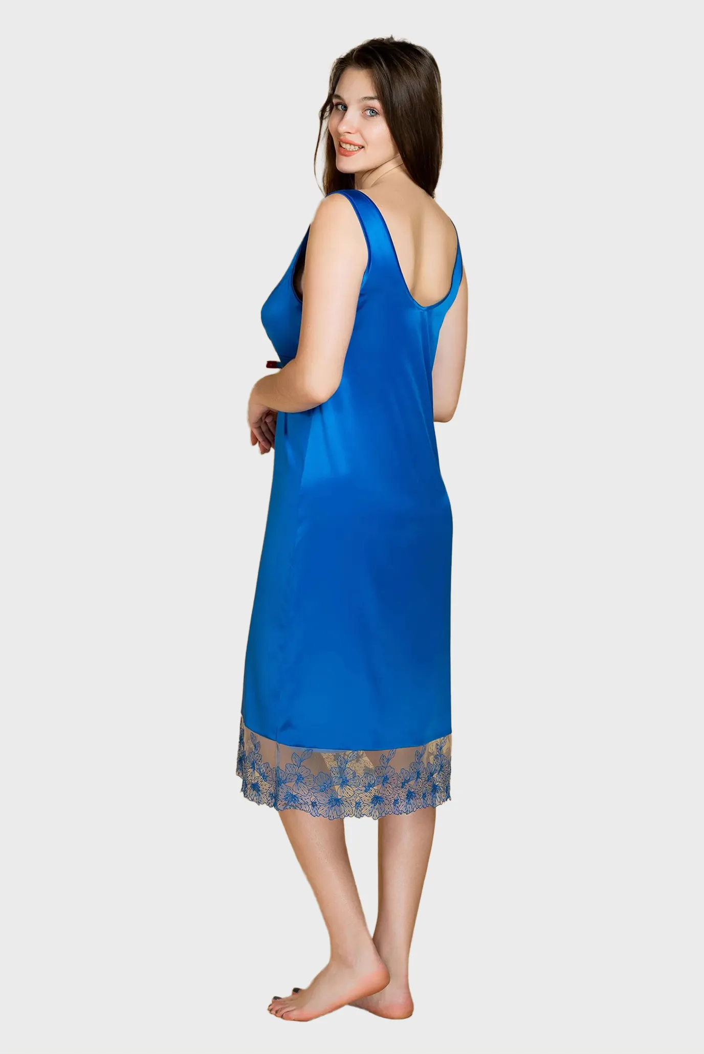 Женская синяя ночная рубашка 2