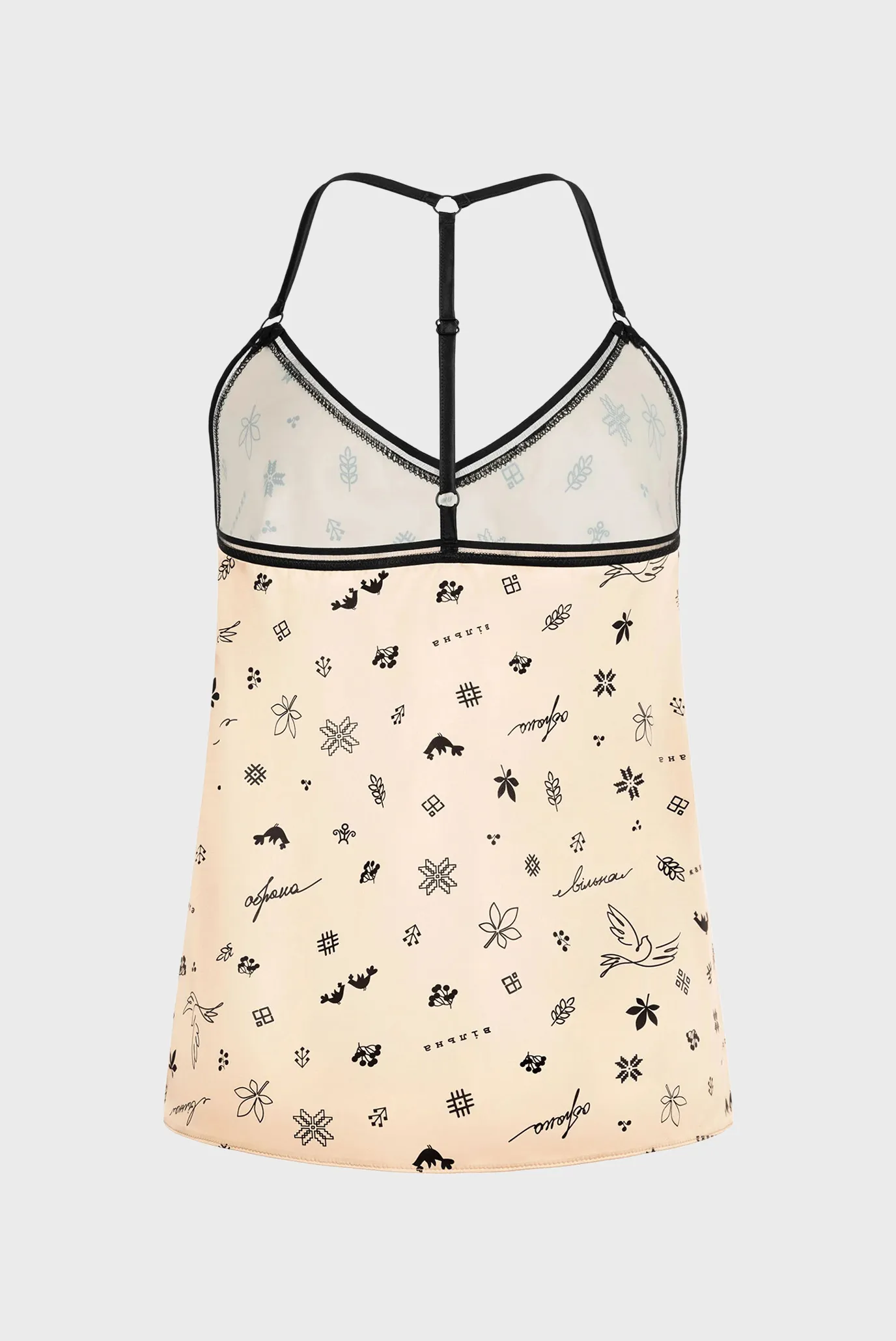 Женская бежевая пижама с узором (топ, шорты) 2