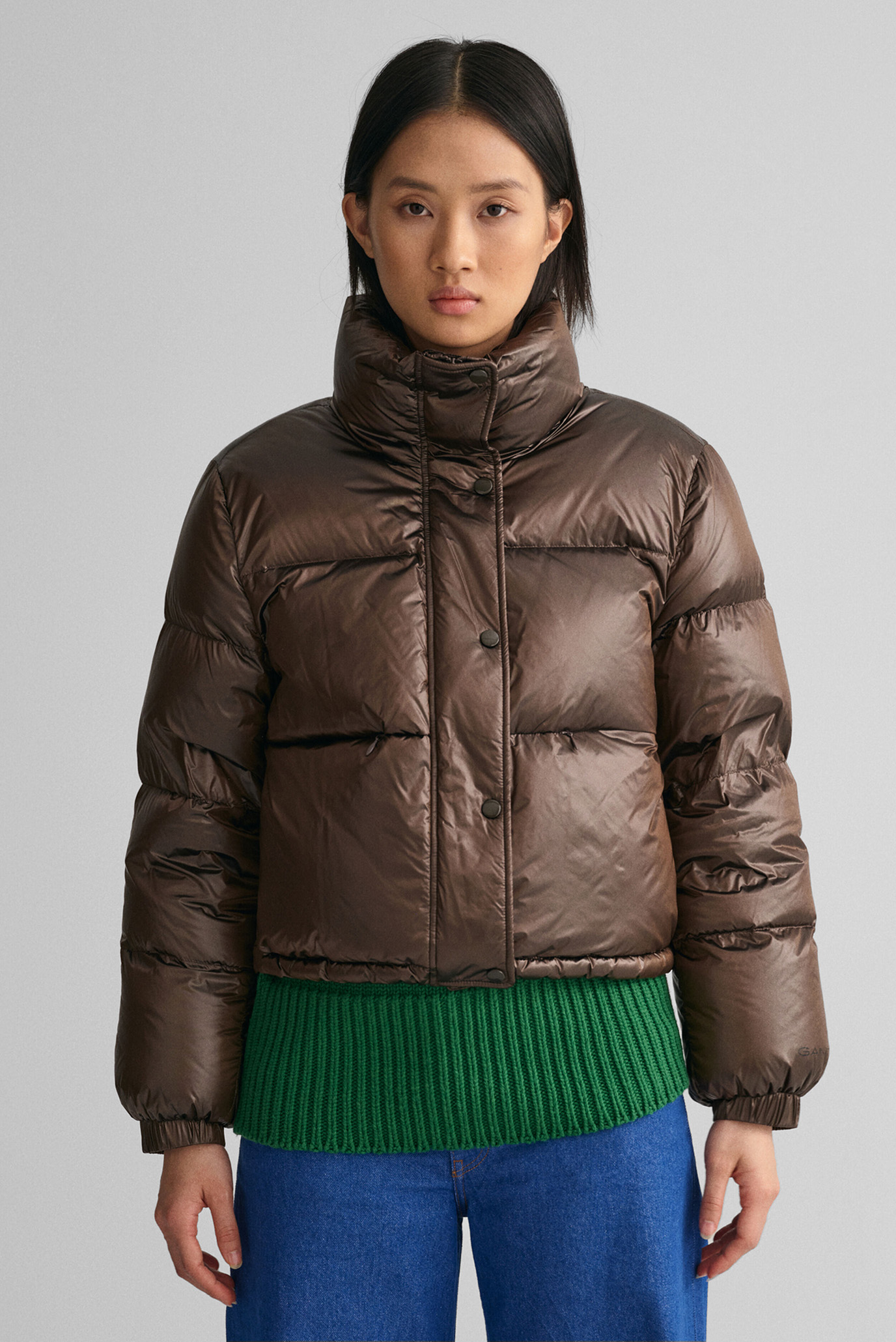 Женский коричневый пуховик  CROPPED DOWN JACKET 1