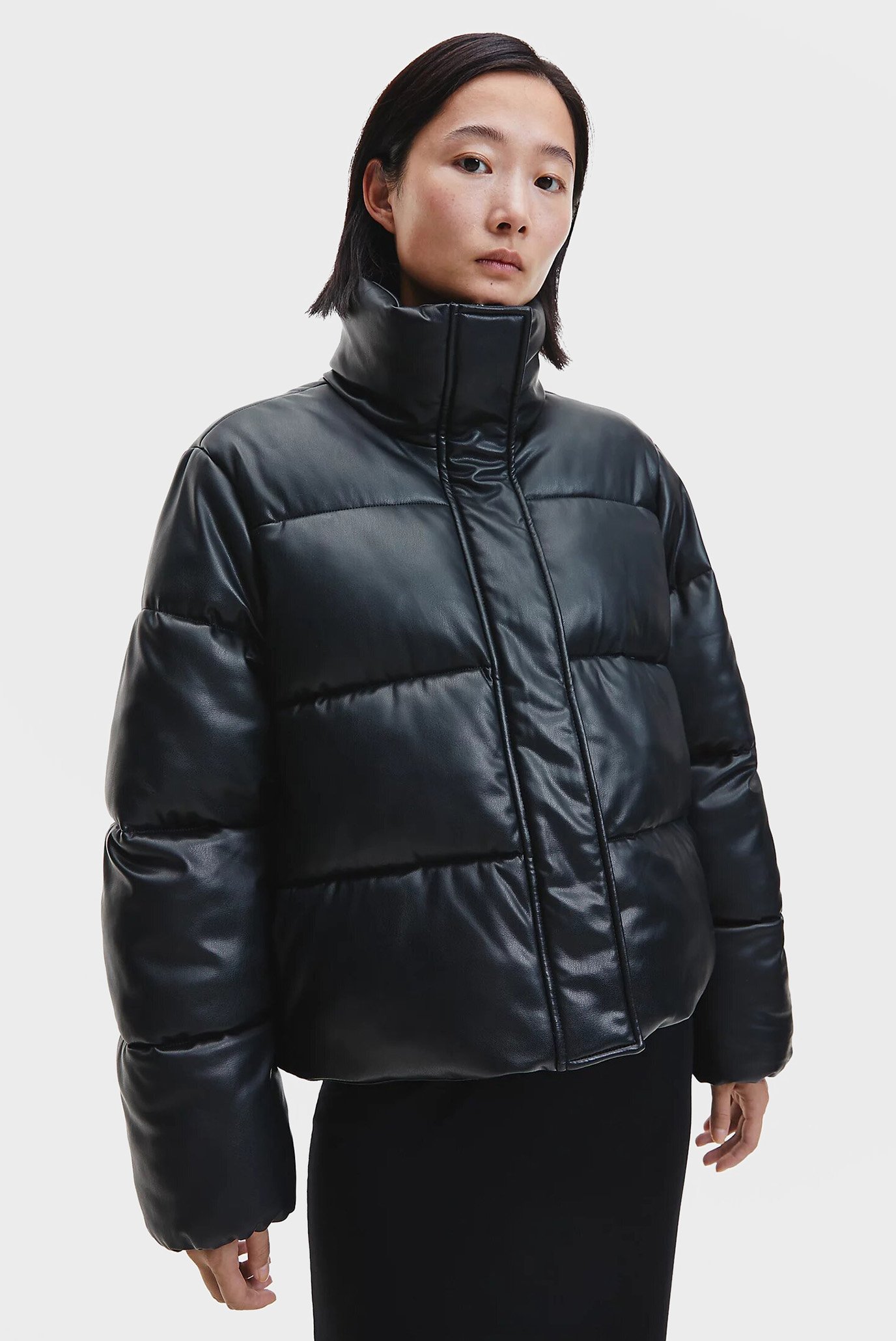 Женская черная куртка PU PADDED PUFFER 1