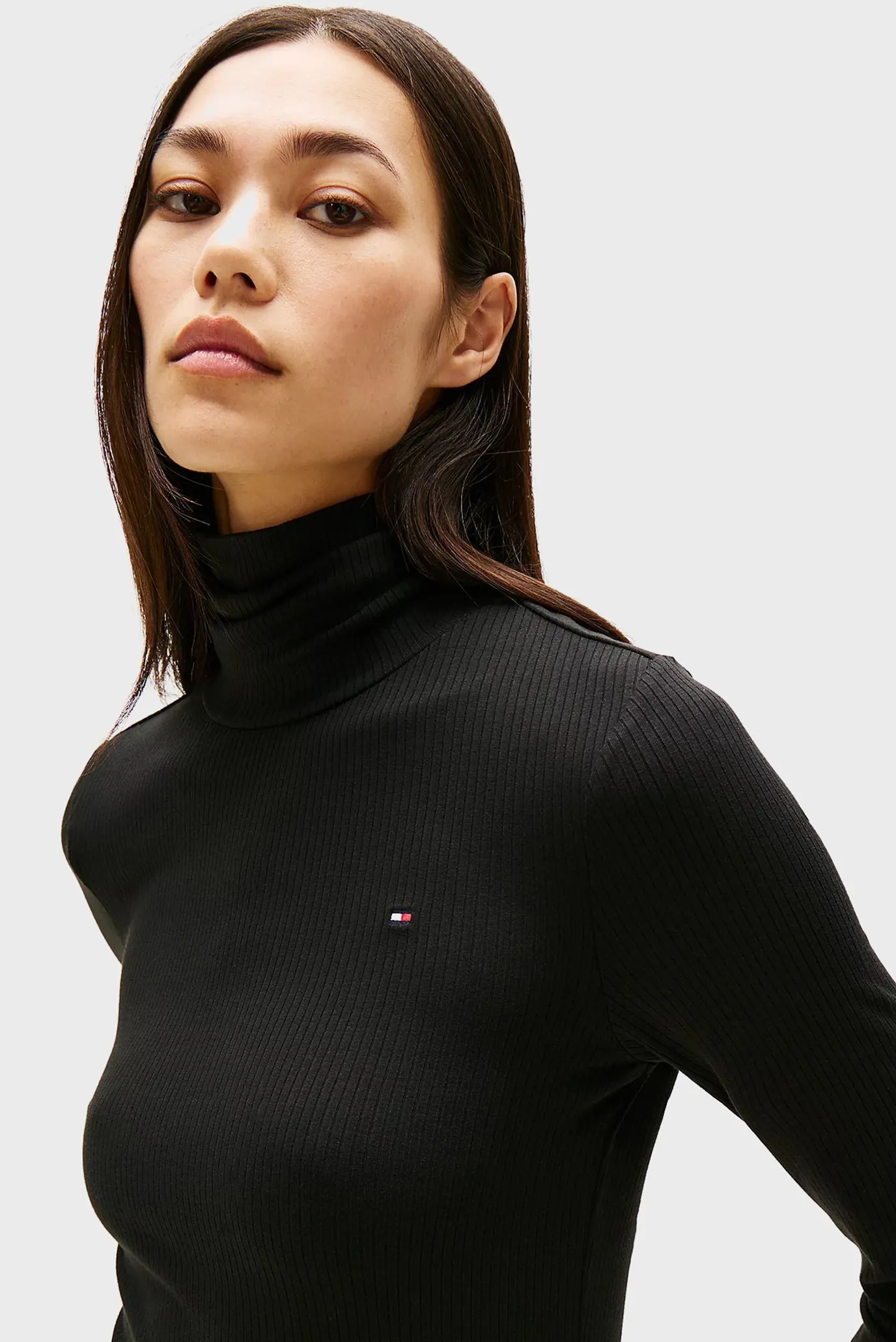 Жіночий чорний гольф SLIM 5X2 RIB ROLL-NK 4