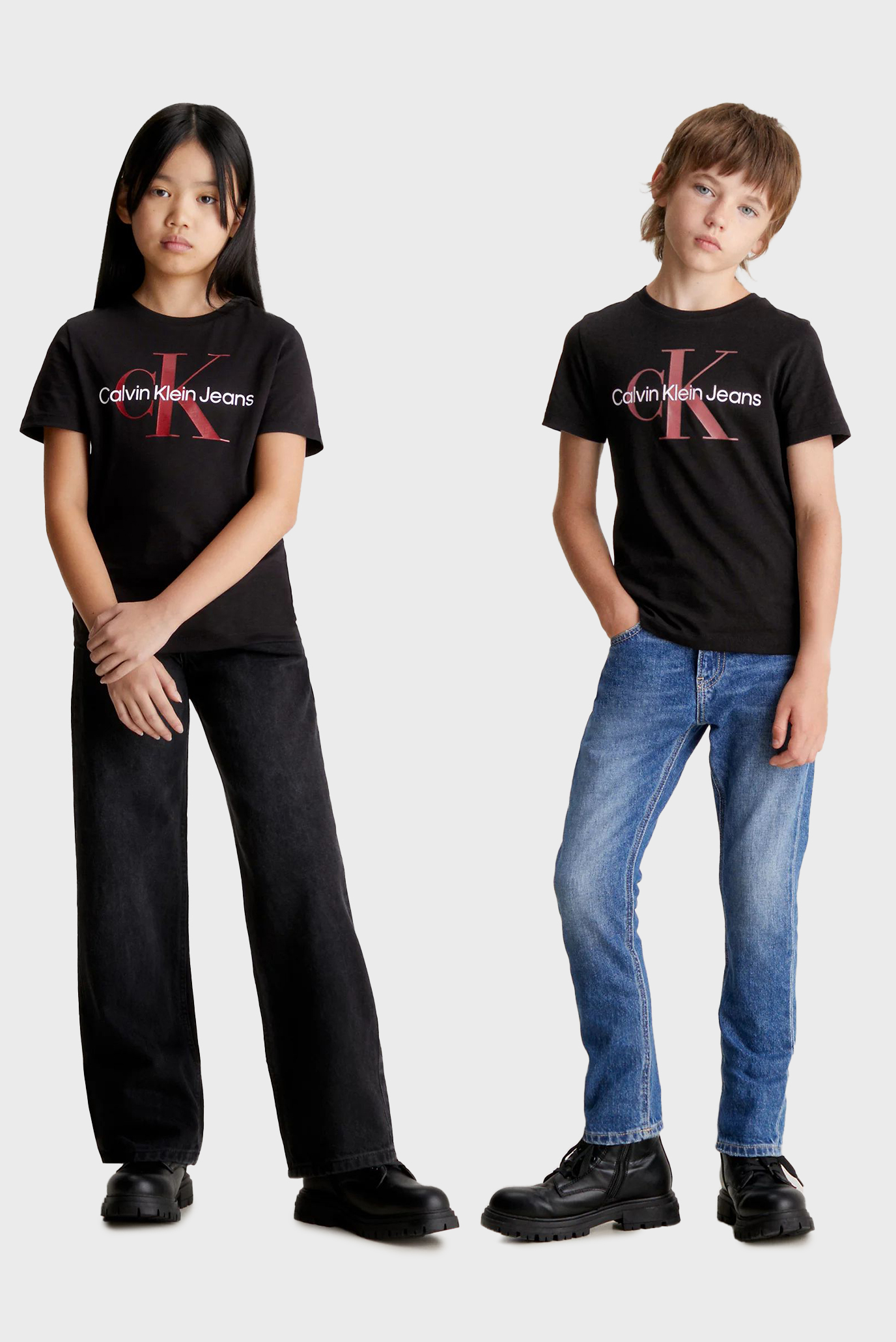 Детская черная футболка CK MONOGRAM SS 1
