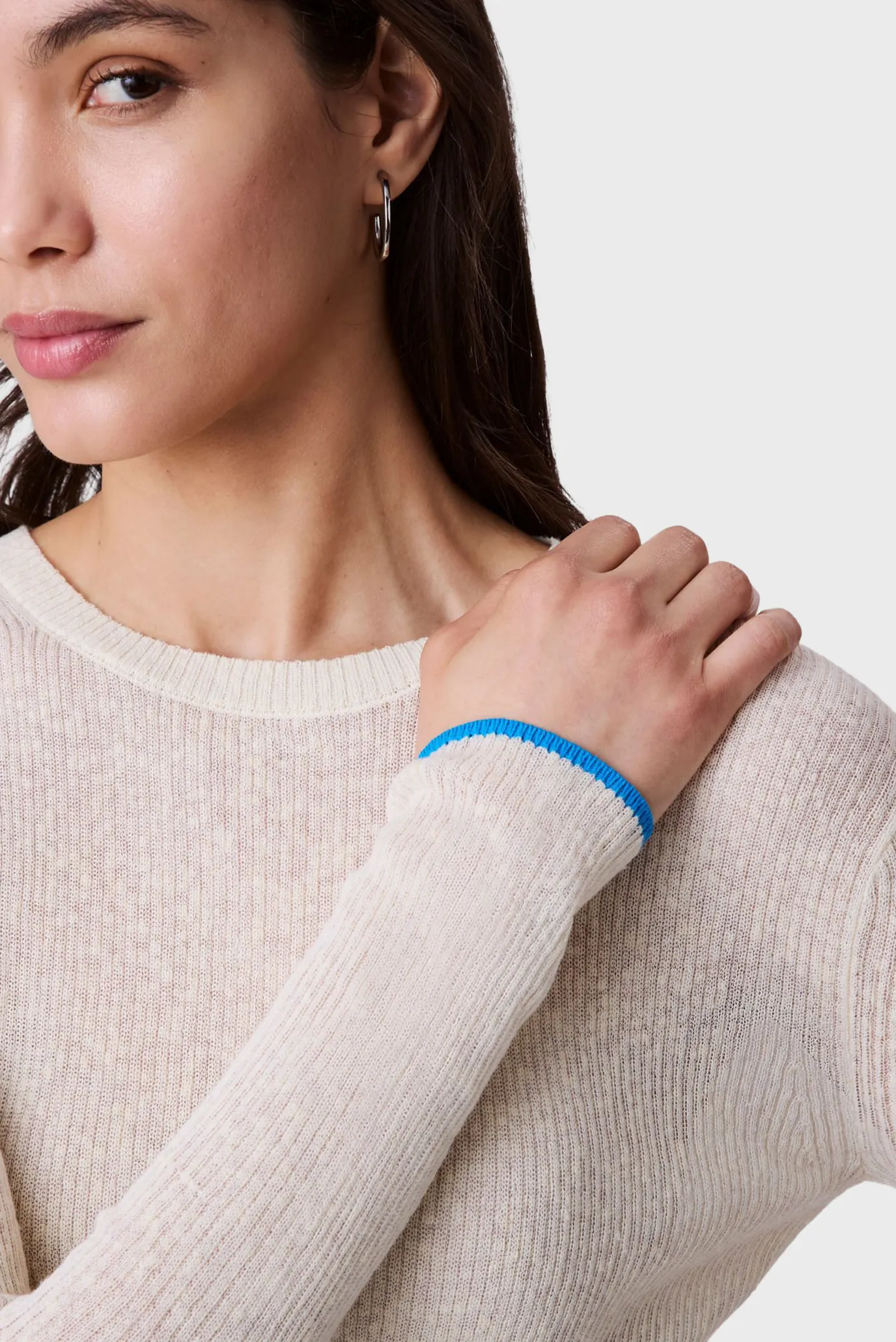 Женский белый джемпер Mixed Media Stripe 5