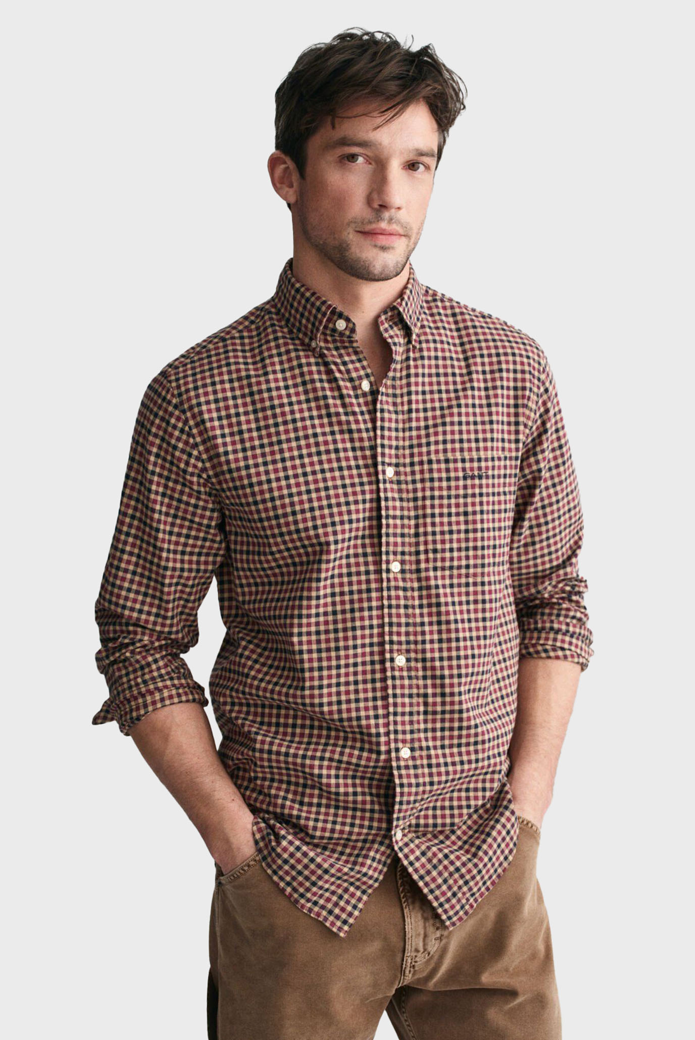 Мужская рубашка в клетку REG LIGHT TWILL GINGHAM SHIRT 1