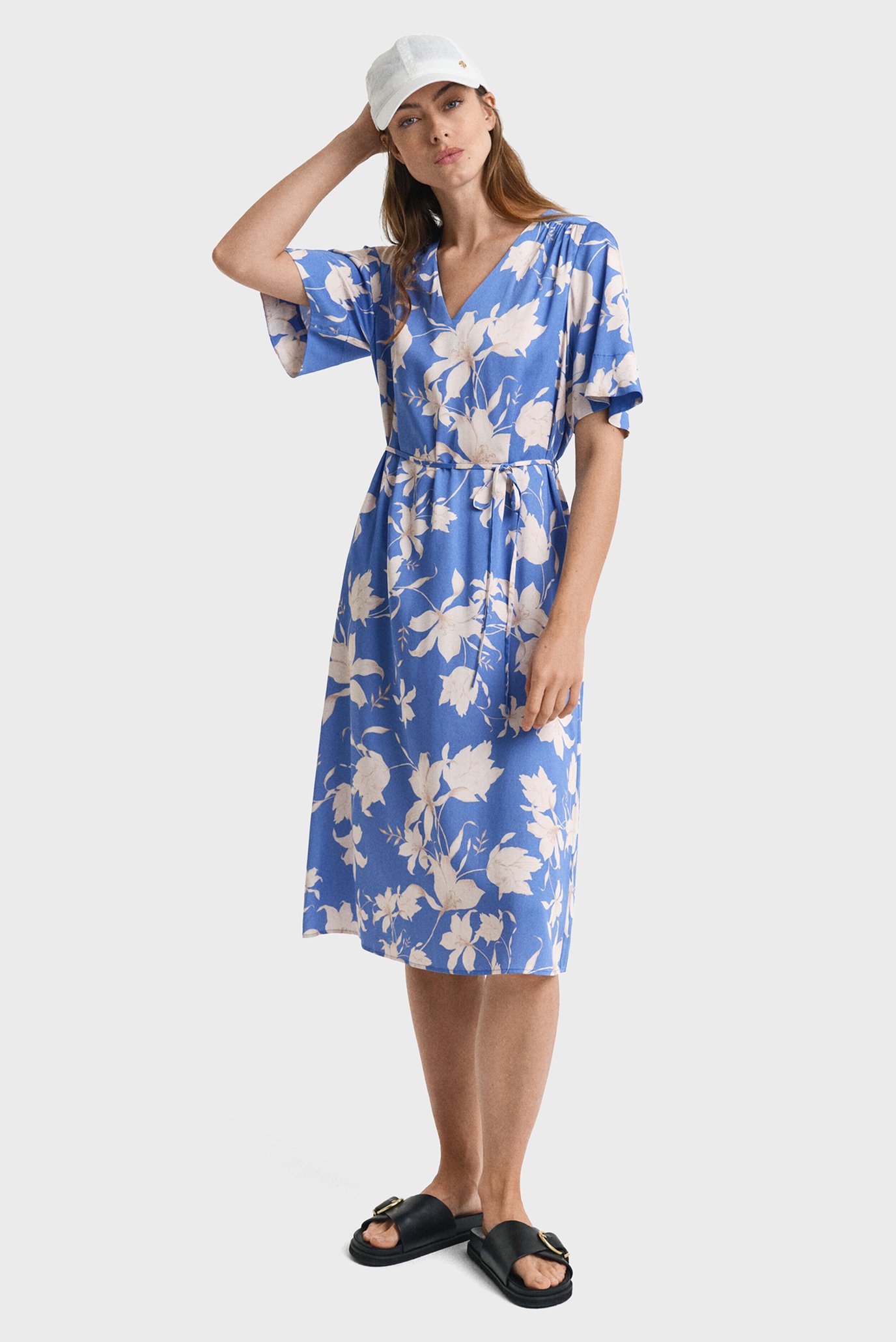 Женское синее платье с узором REL FLORAL PRINT SS DRESS Синий 36 Gant 4503407 Женское синее платье с узором REL FLORAL PRINT SS DRESS Синий 36 Gant 4503407