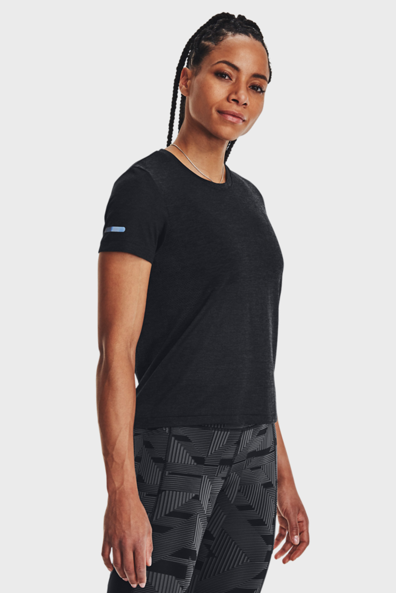Женская черная футболка UA Seamless Stride SS 1